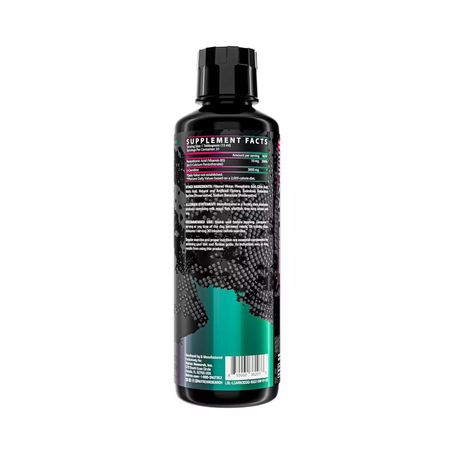 Nutrex Research - Liquid L-Carnitine 3000-16 Fl Oz - 31 Servings hover image