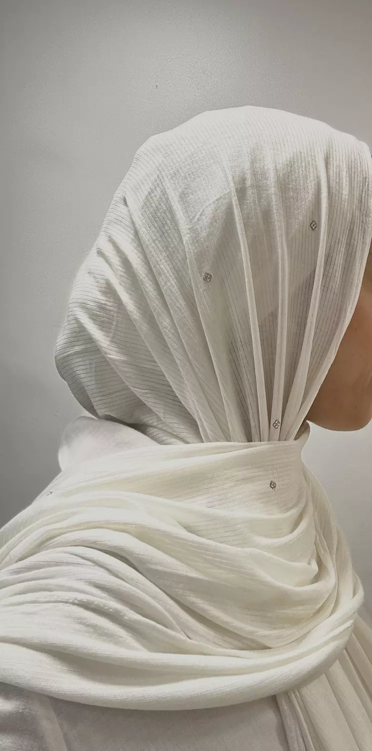 White strass Kuwaiti scarf 7