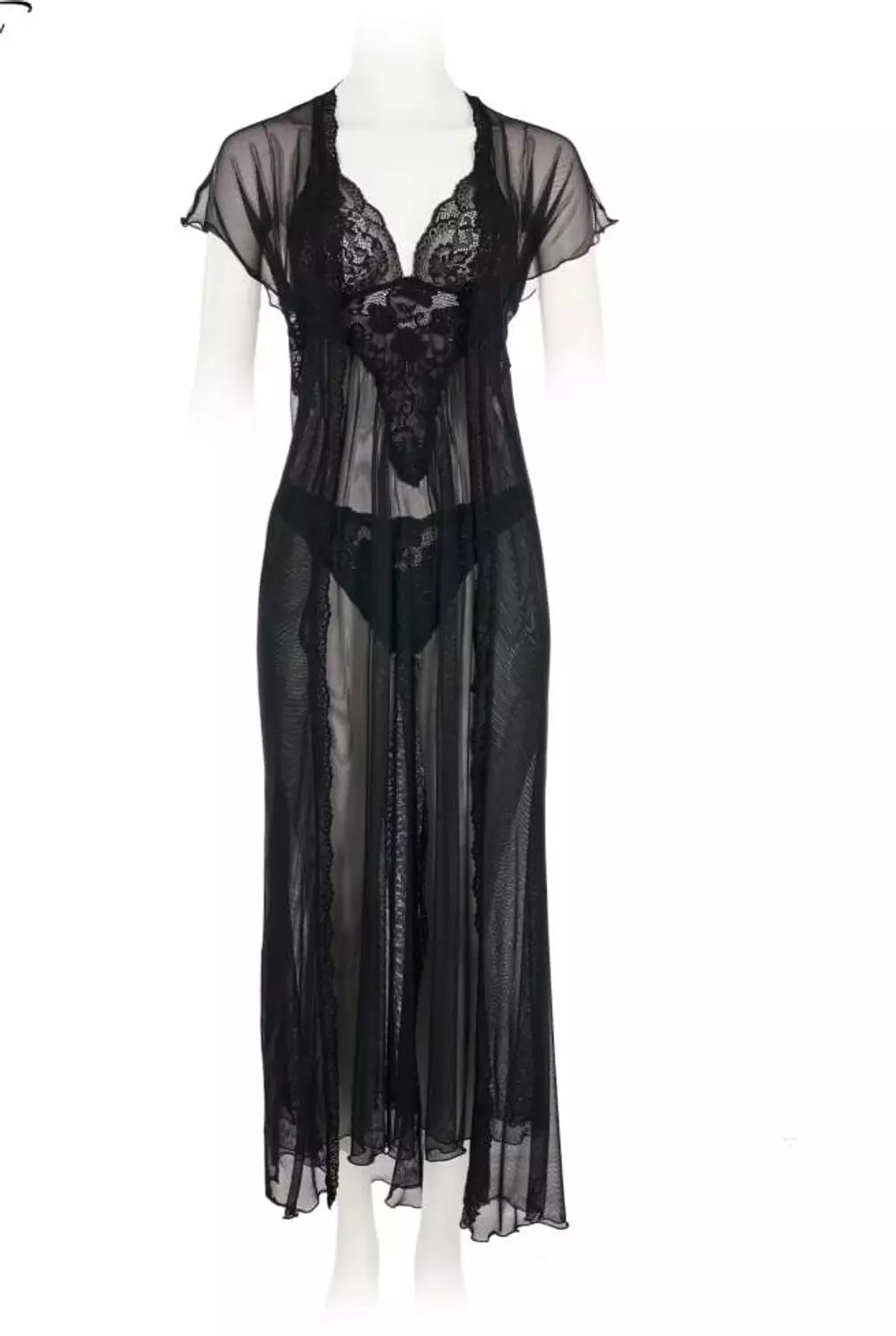 Sexyyy toll lingerie with lace with long robe hover image
