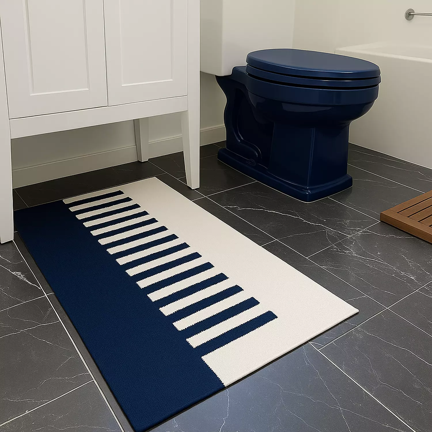 Nub Navy Bath Mat 1