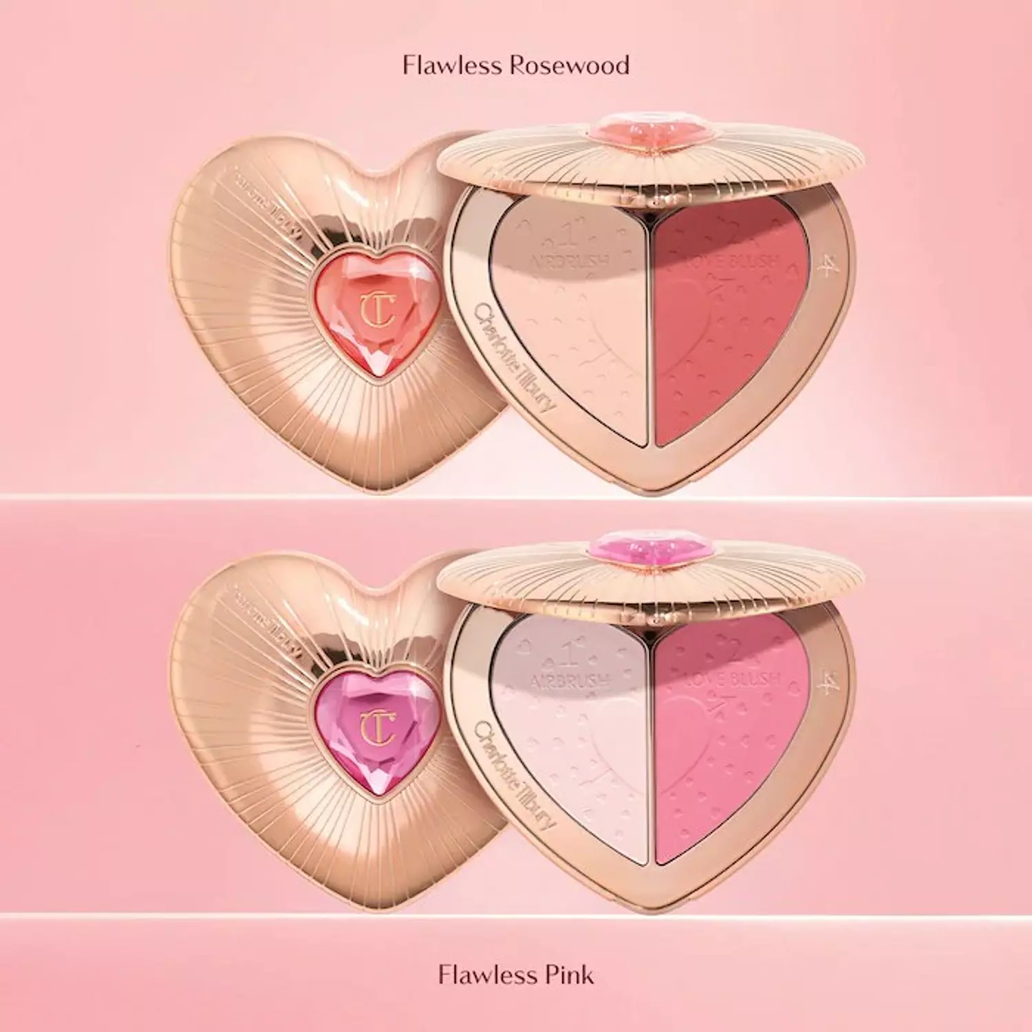 Charlotte Tilbury  Pillow Talk Beauty Soulmates Airbrush Flawless Finish Brightening and Blush Powder Palette 6