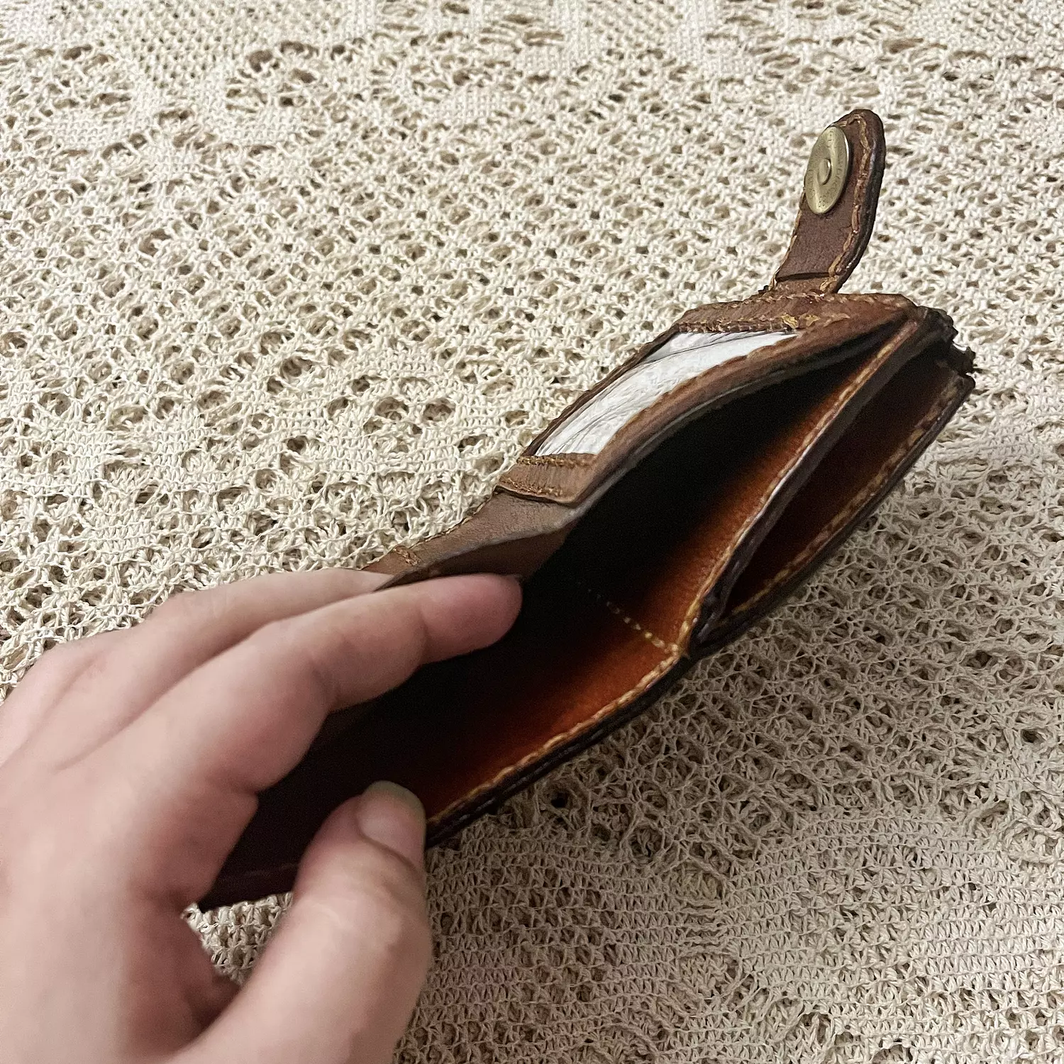 Tooled floral vines small leather wallet 4