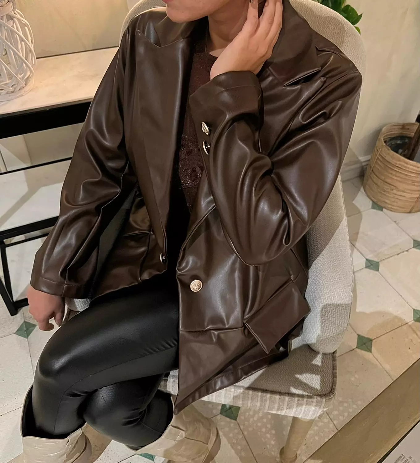 Brown Leather Blazer image
