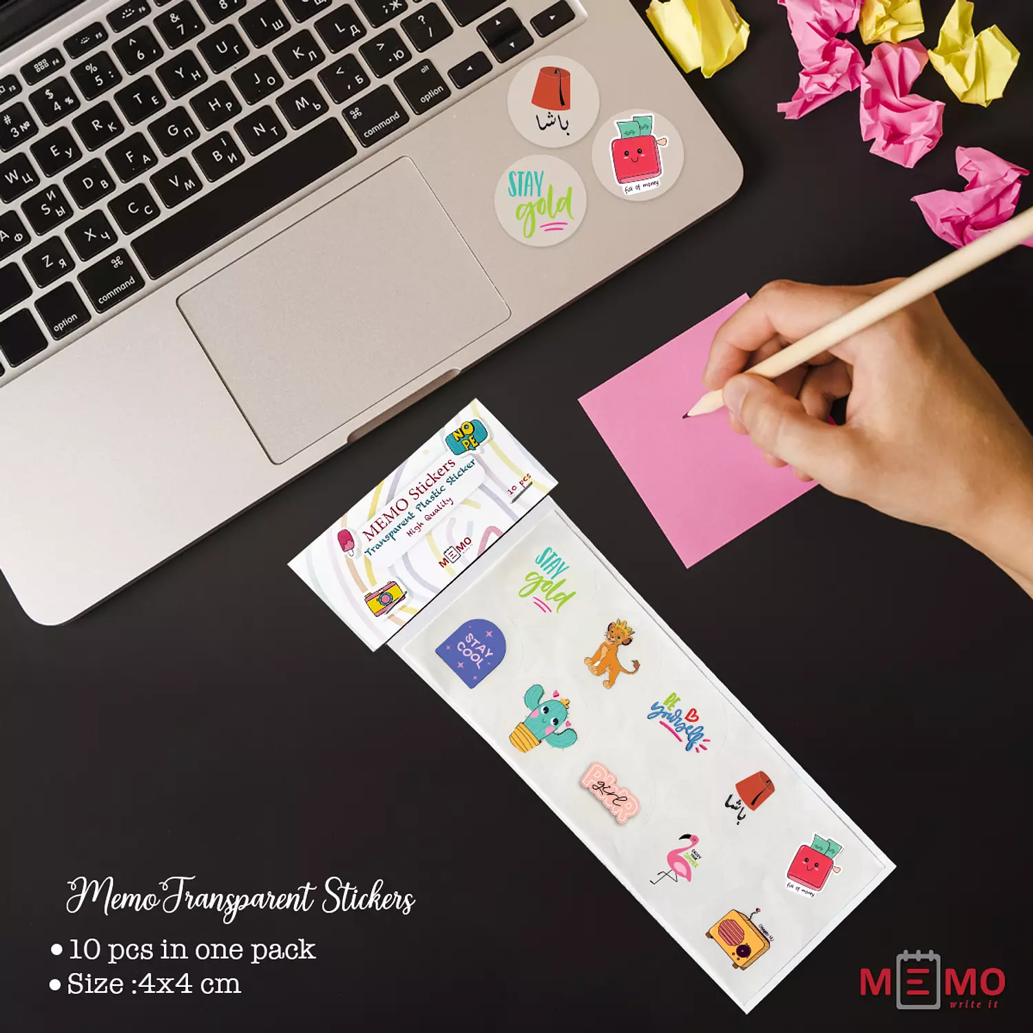 Memo (set 2) Transparent Sticker (10 pcs) hover image