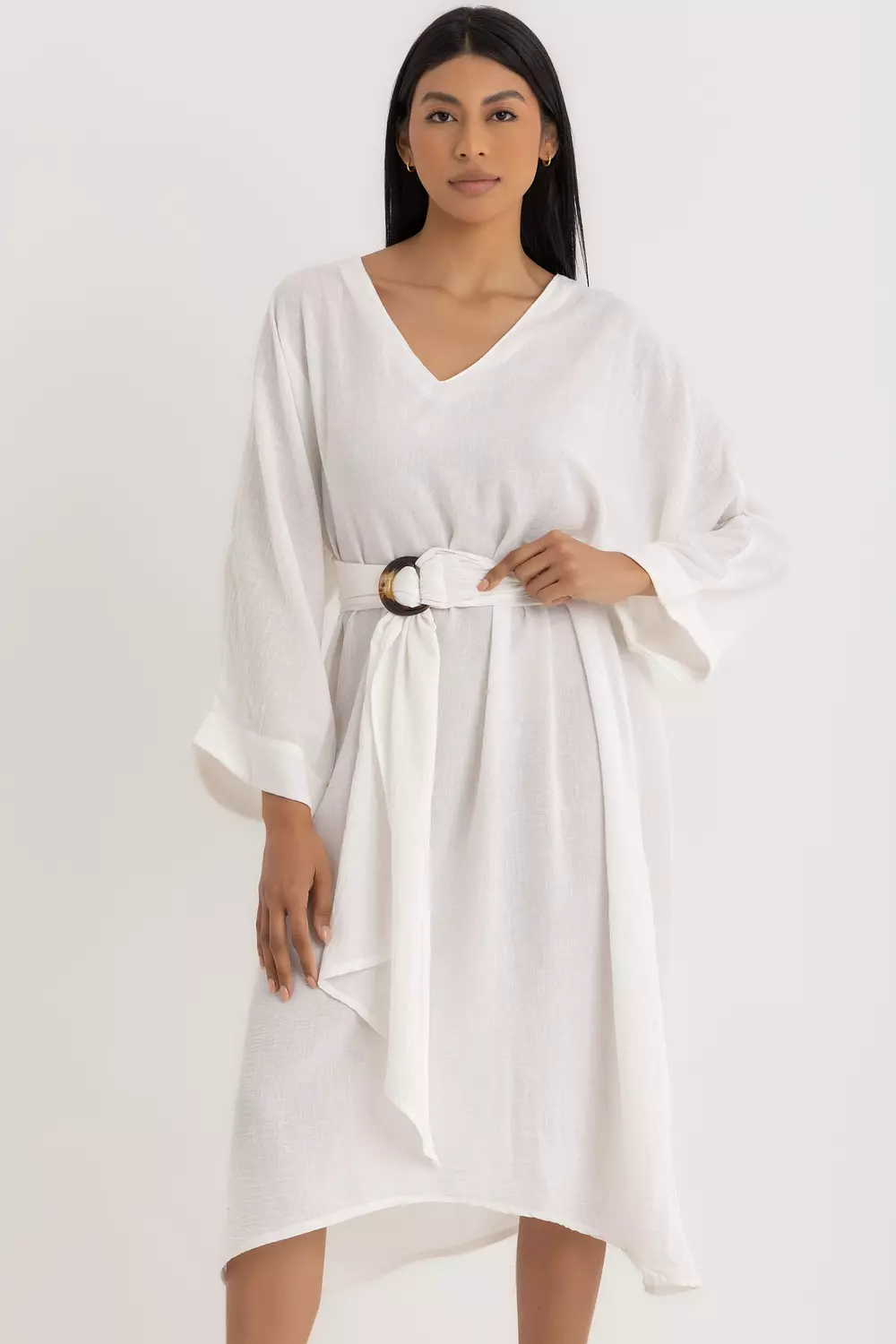 The Aline Linen Dress Off-white 3