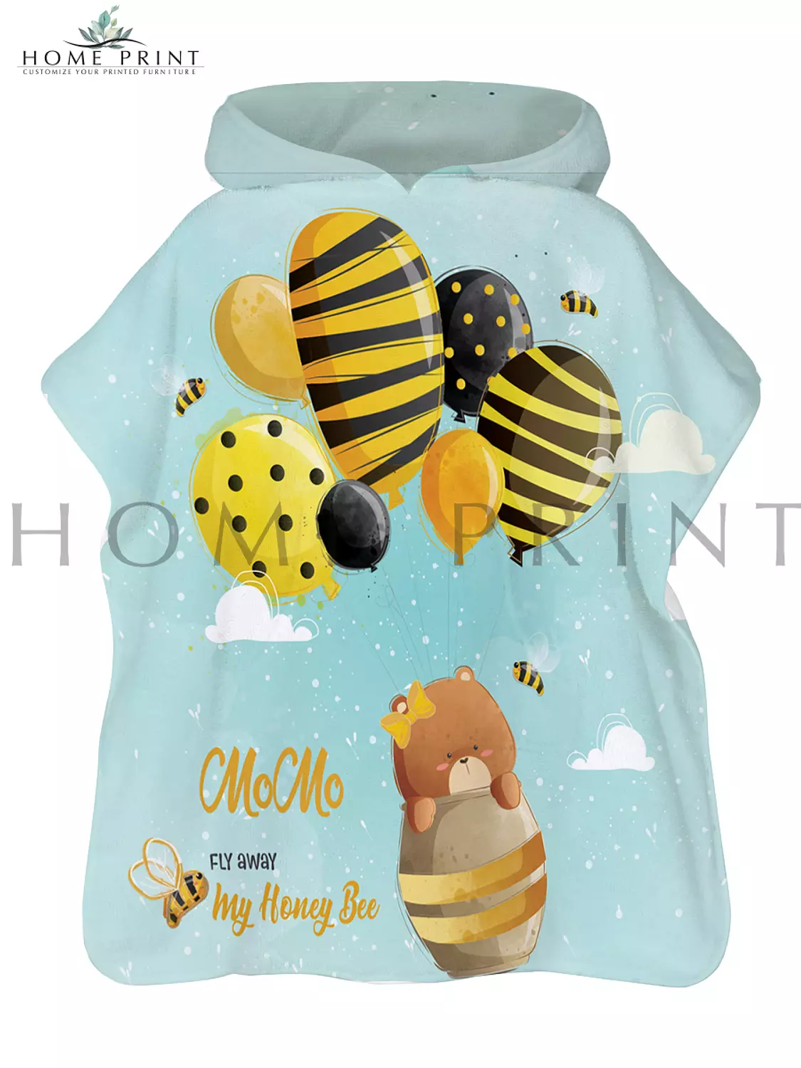 Microfiber Poncho - Bear and Bee - Multi Color  image