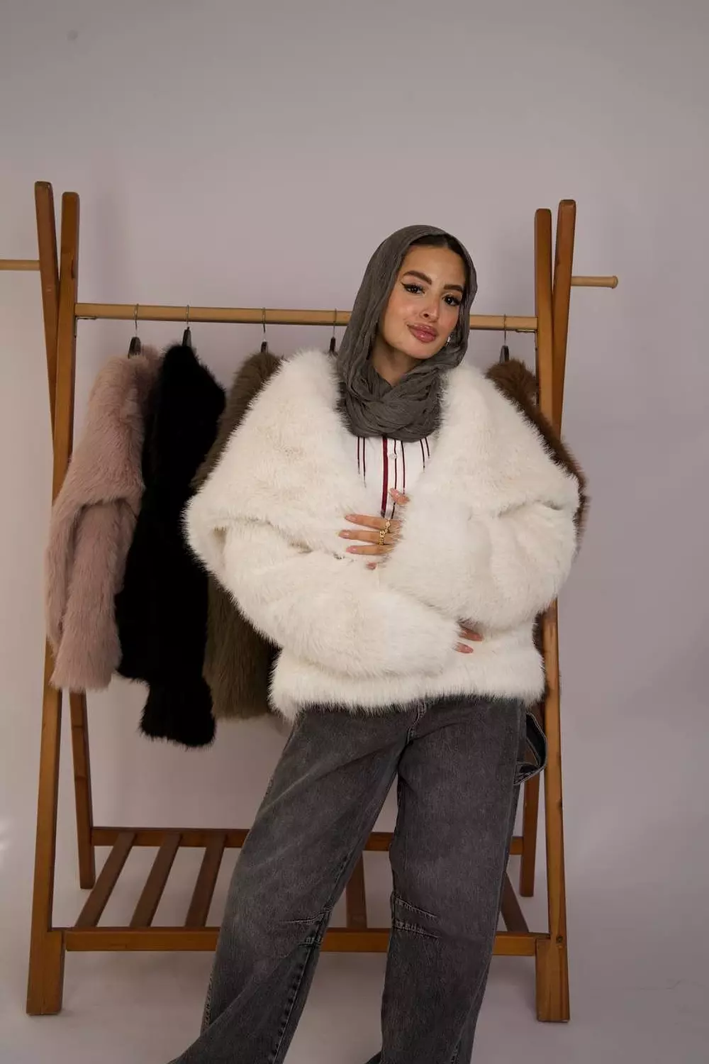 Imported fur jacket with elegant collar  18