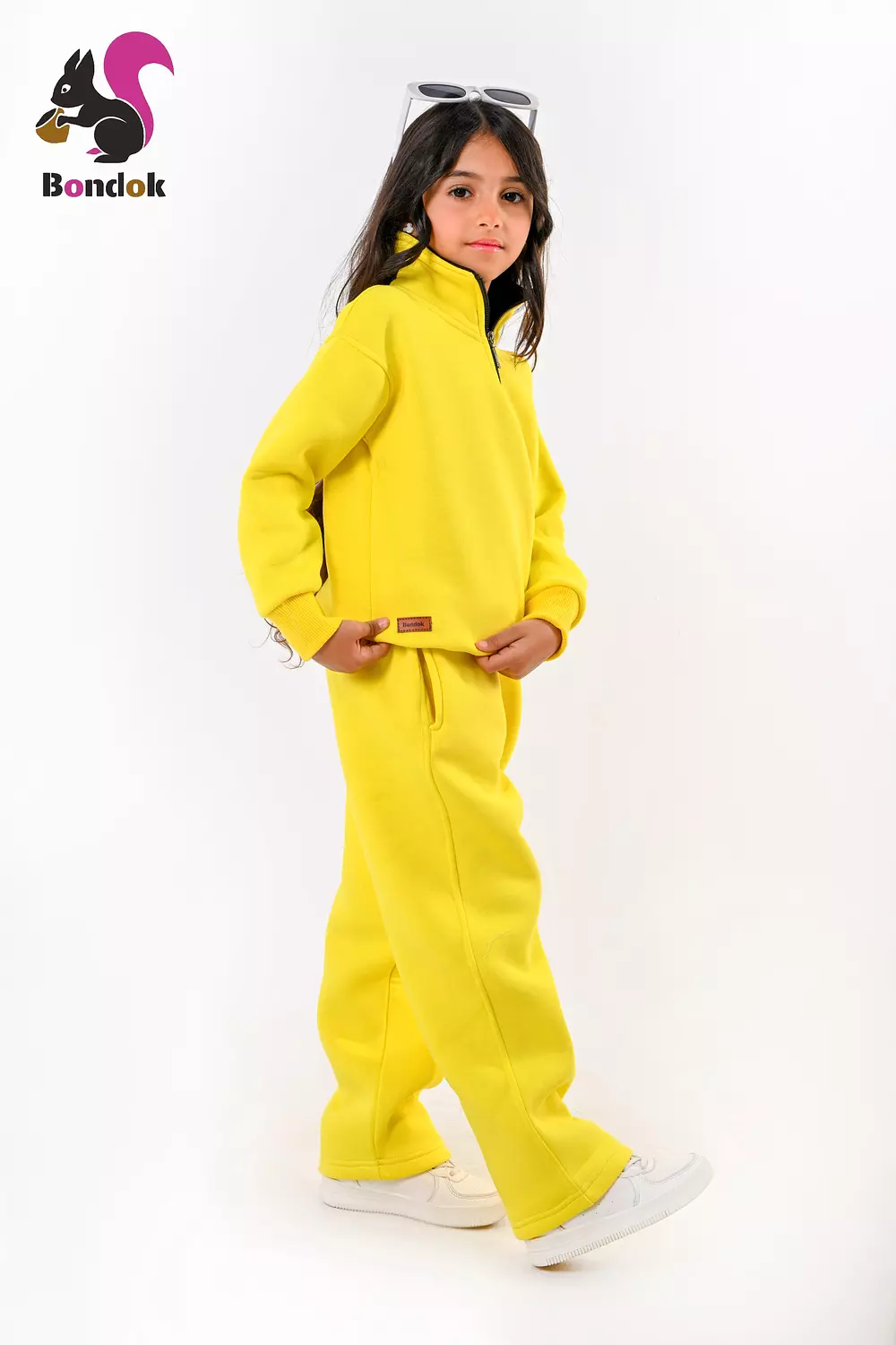 BONDOK Kids Tracksuit Set – Girls¼-Zip Stand-Collar Sweater & Jogger Pants, Comfy Fit – Ages 4–14 1