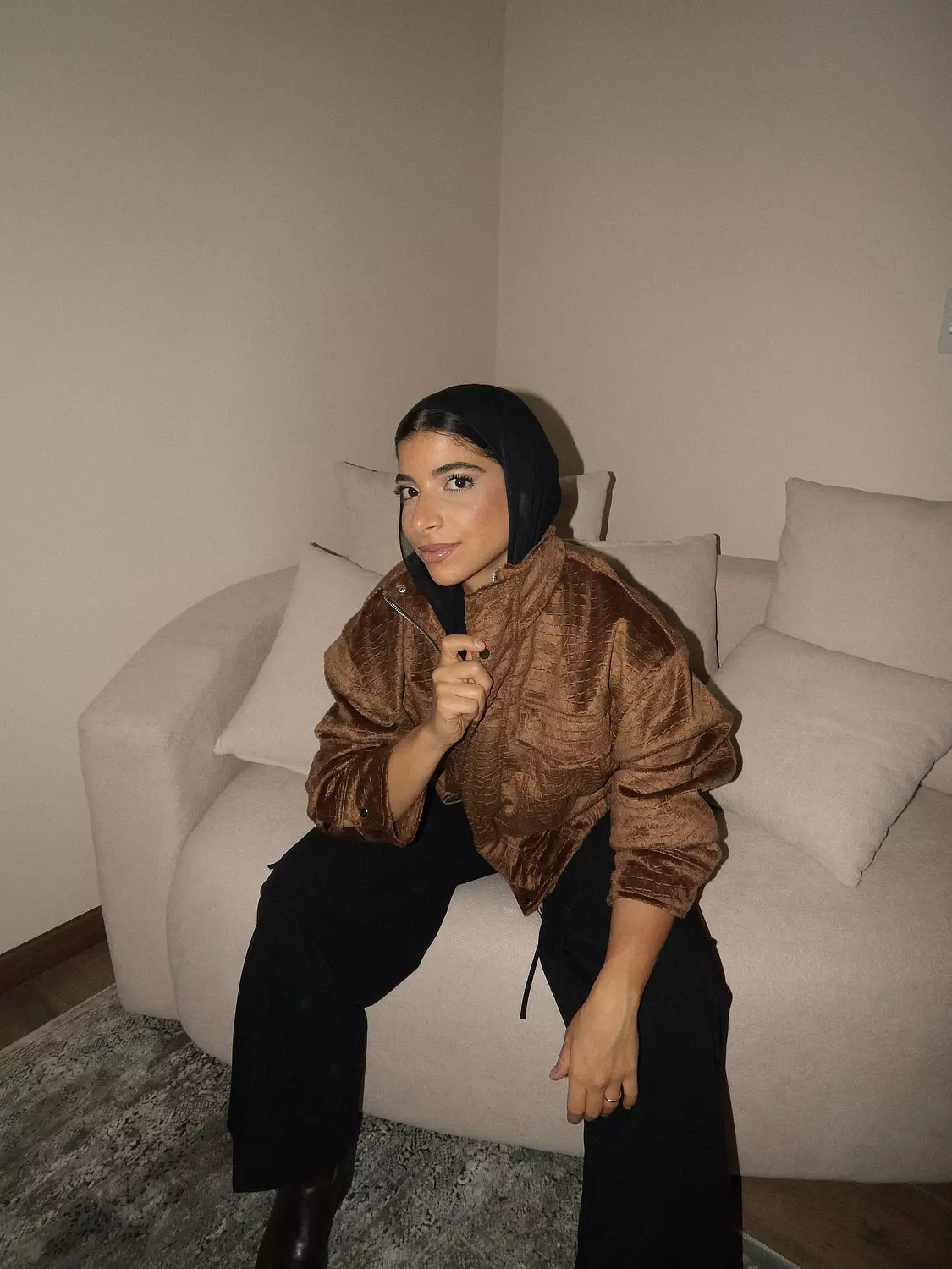 Camel Croco Suede Jacket 4