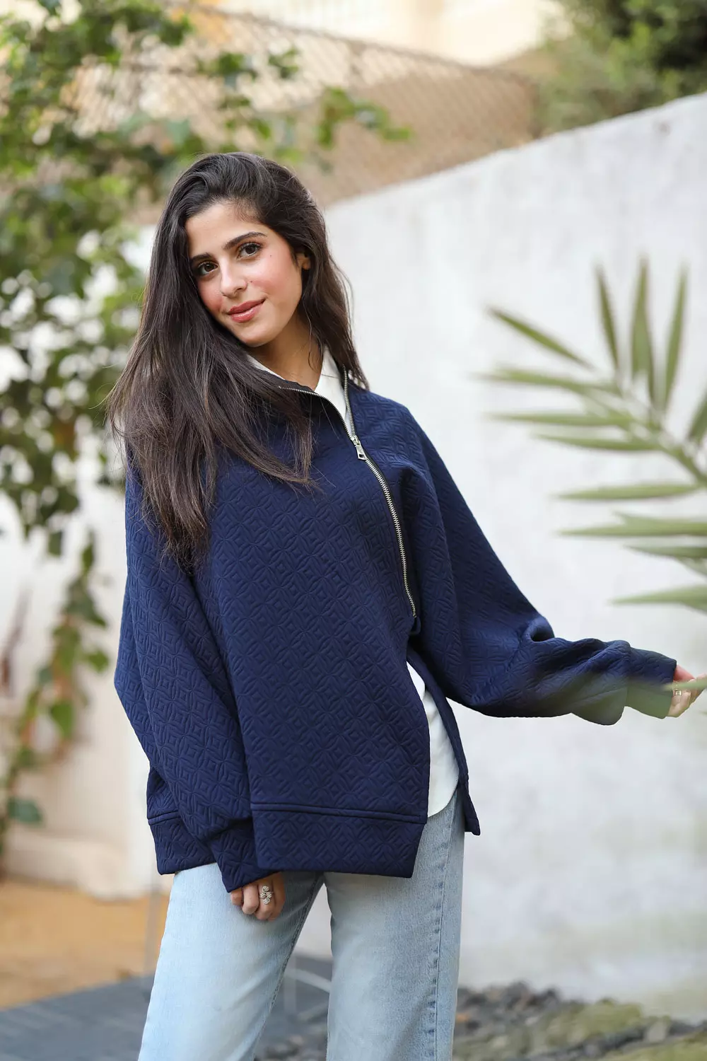 Navy Side-Zip Sweatshirt image