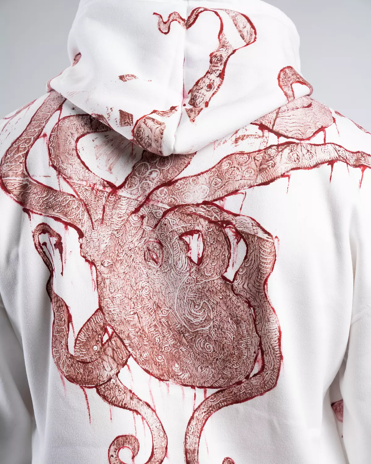 “Attack from the deep” hand printed & painted hoodie  4