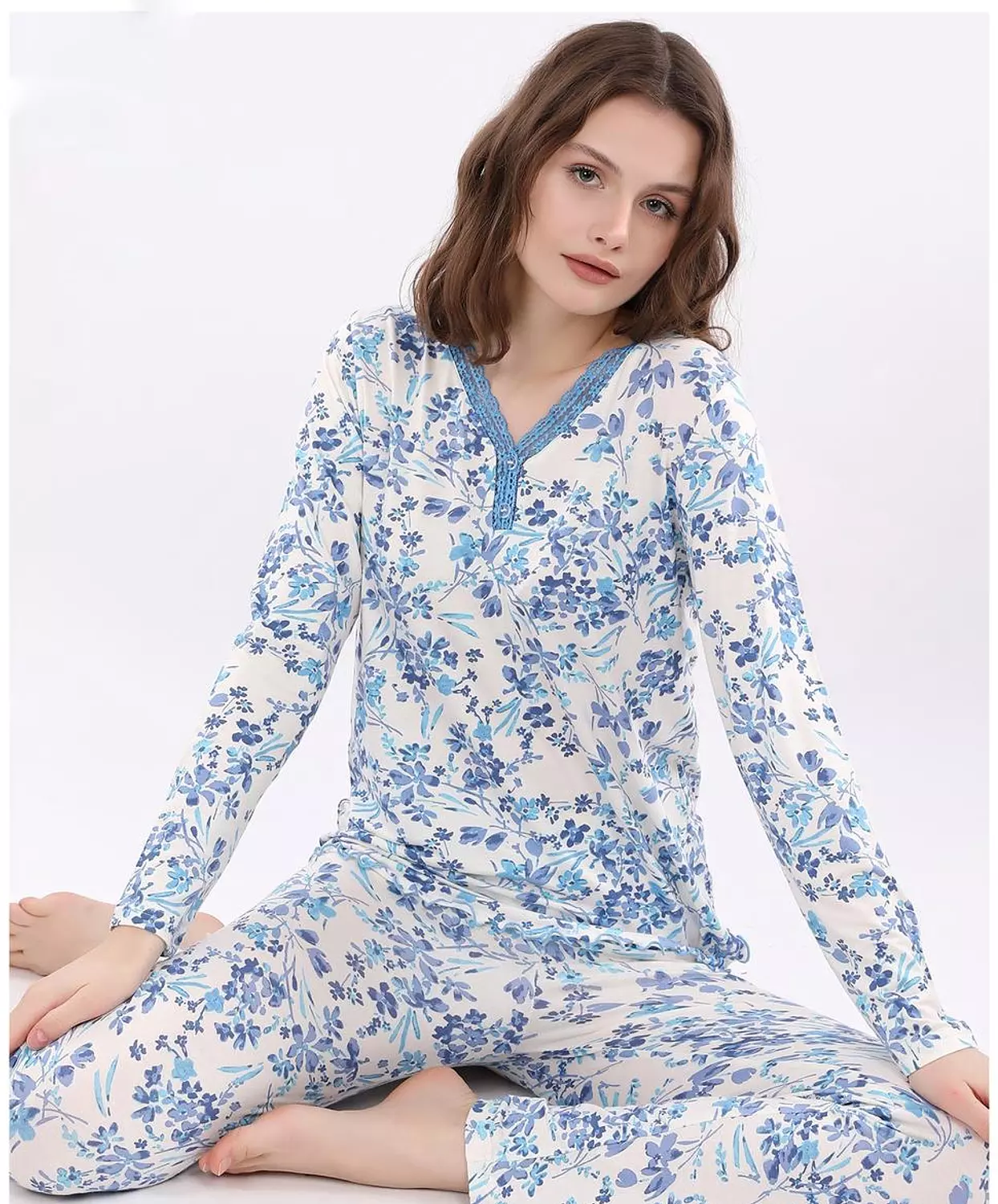 V107 cherry blossoms long sleeves pajama set 4