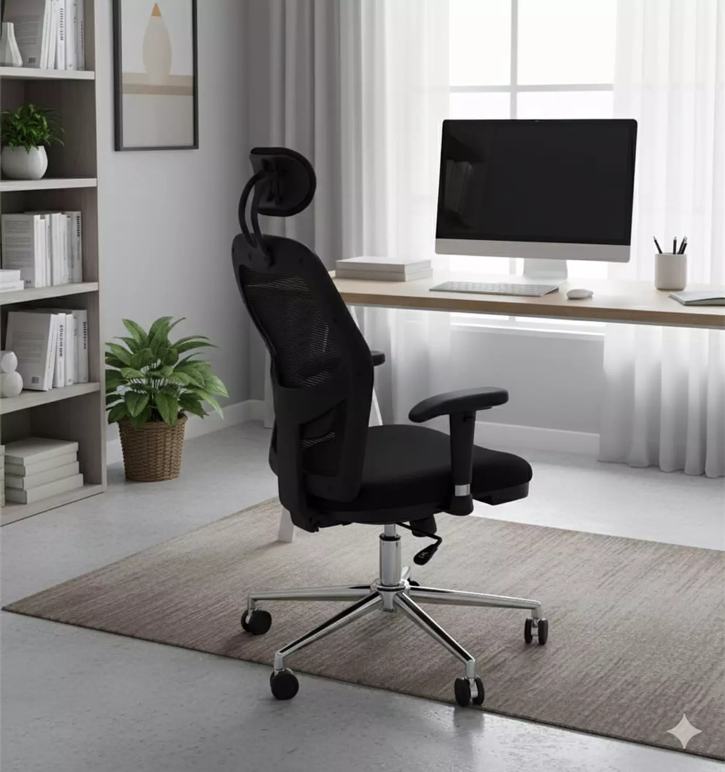 #104كرسي شبك عالي هيد ريست اسود image