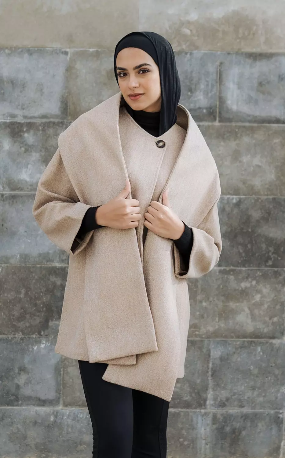 Wool scarf Jacket - Beige 1