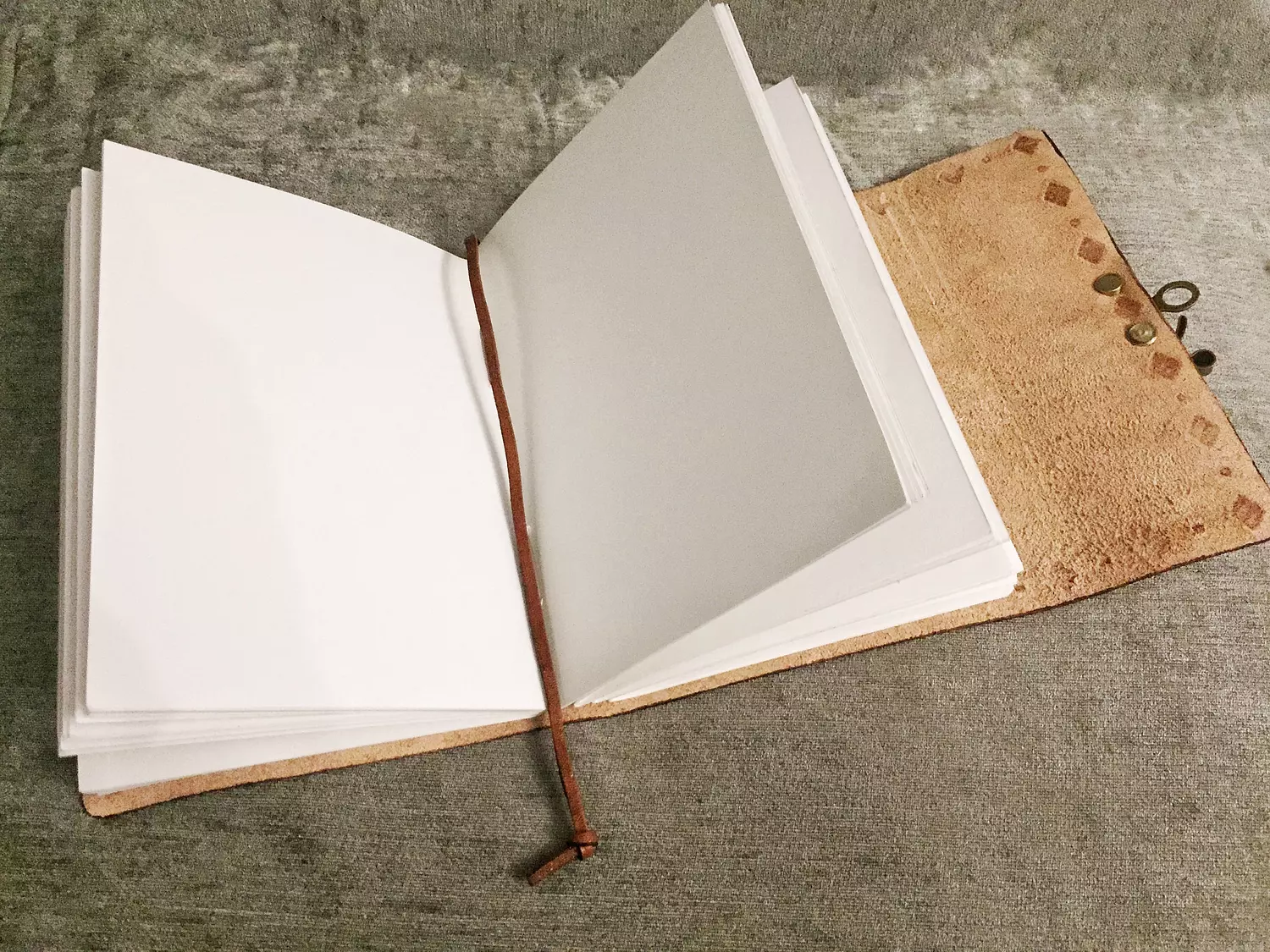 Tooled diamond border leather journal with lock clasp  5