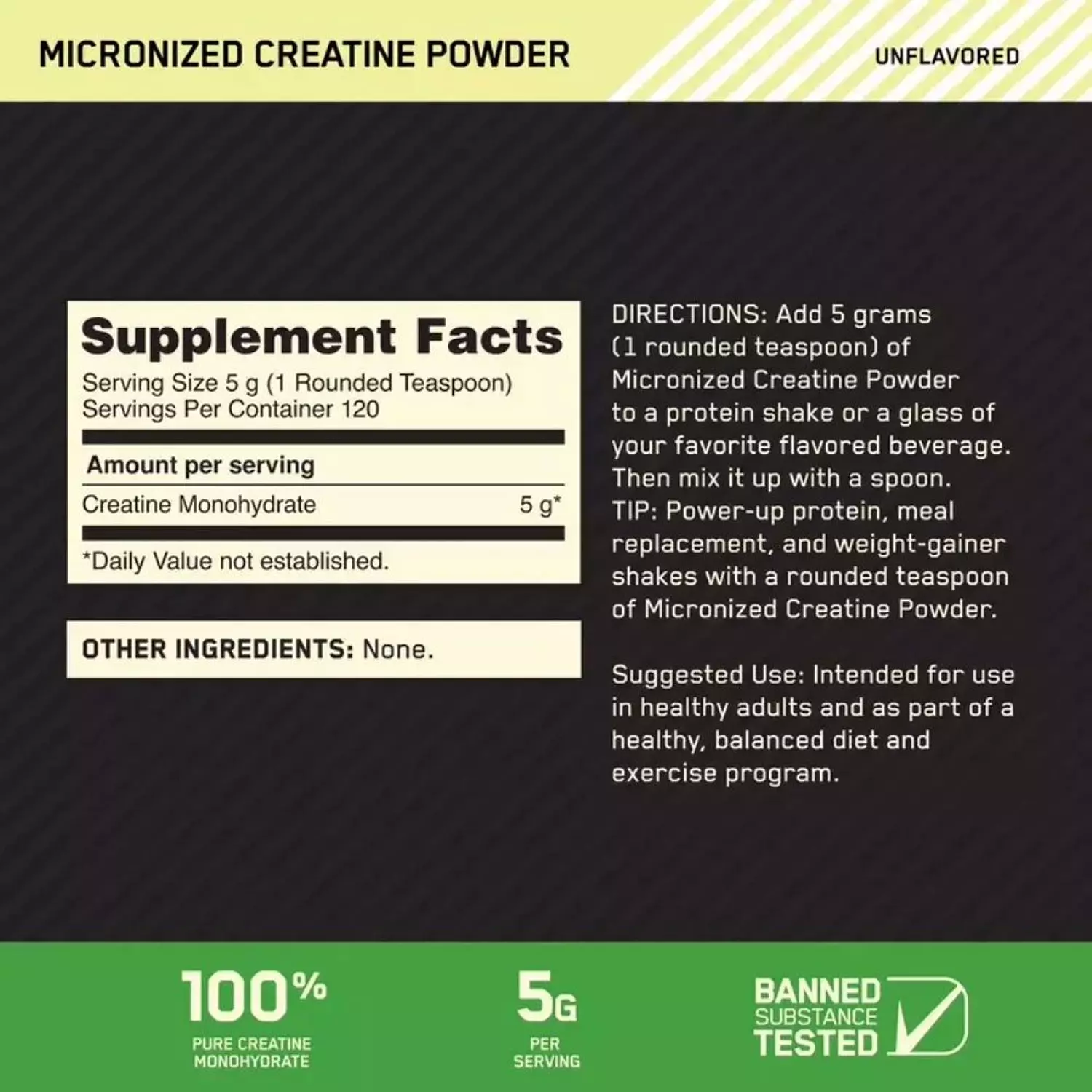 Optimum Nutrition, Creatine Micronized, 600g, 120 Servings 2