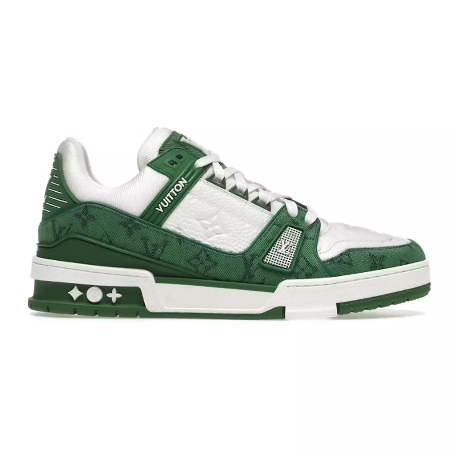 Louis Vuitton Trainer Green Monogram Denim White image