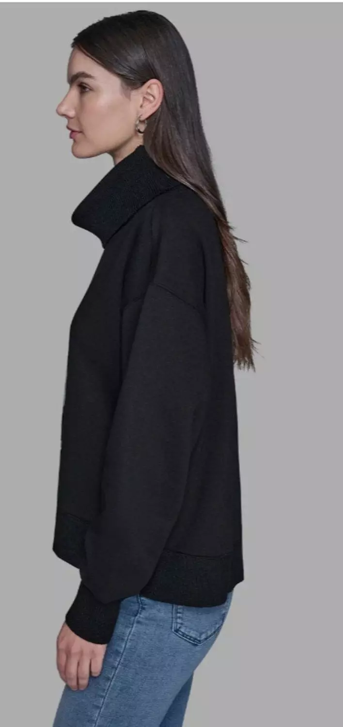 Long-sleeve mock neck sweatshirt classic black Karl Lagerfeld  hover image