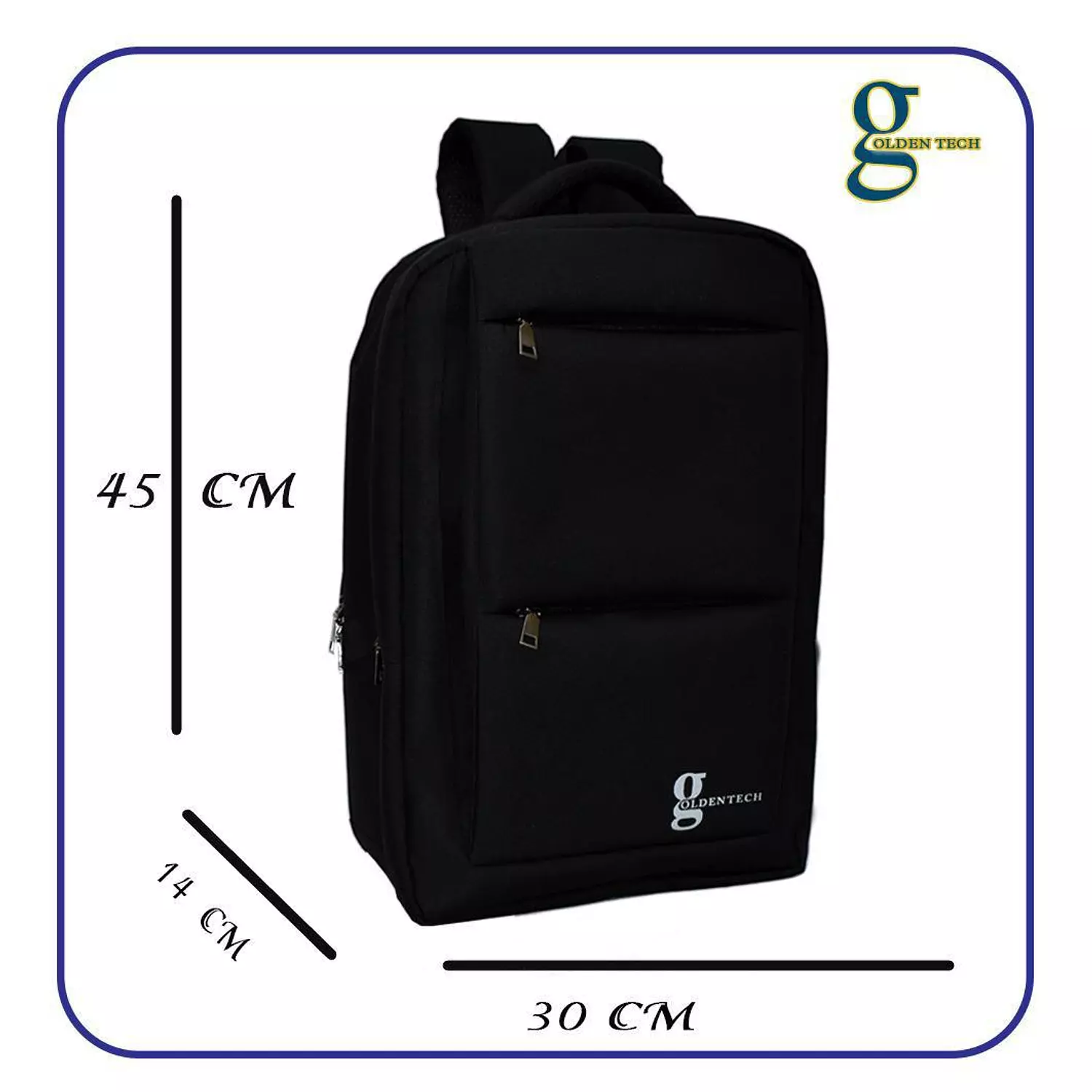 GOLDEN TECH Laptop Backpack - Black - Water Resistant Fabric & Shock Resistant Quilted 4