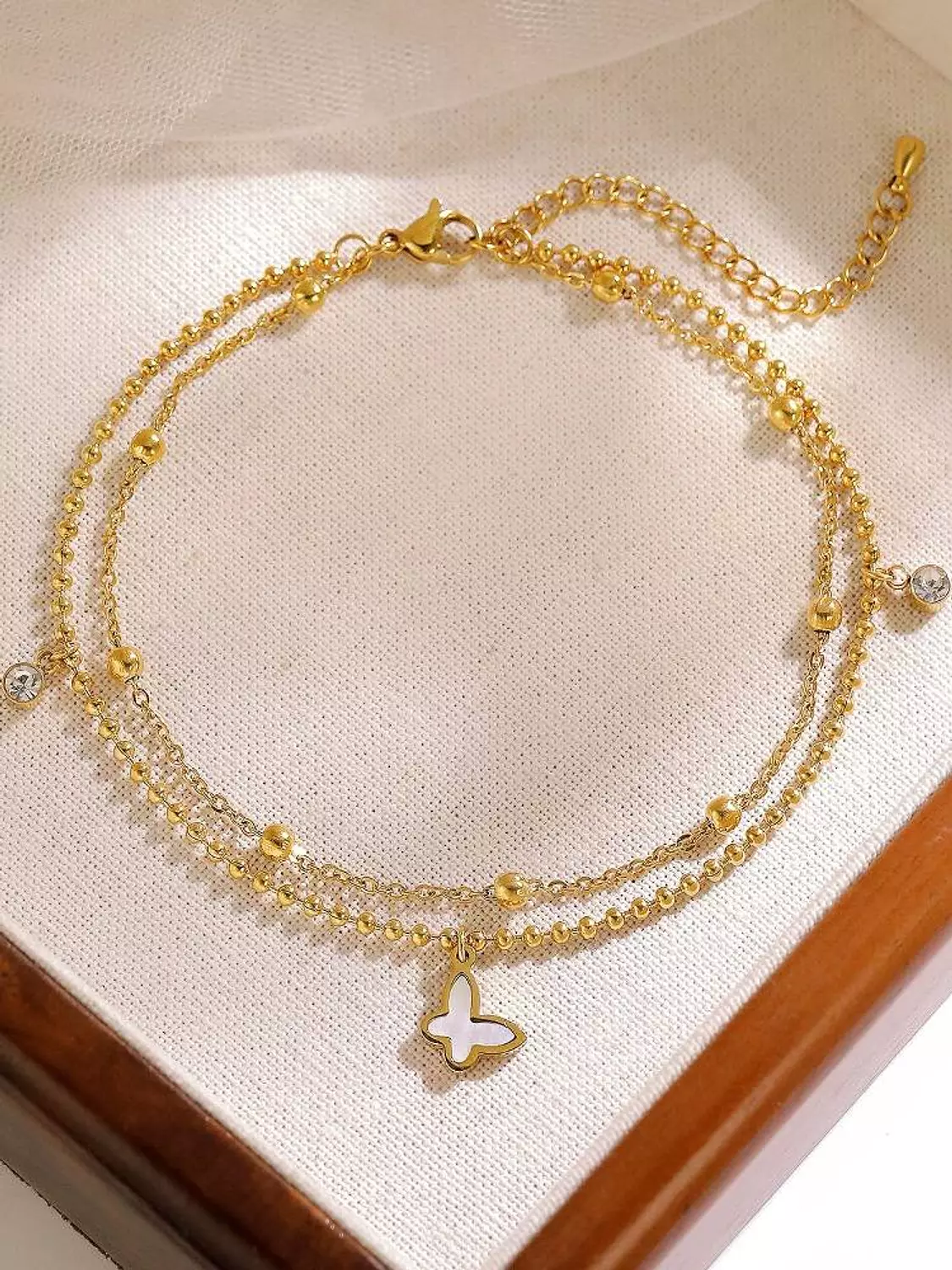 Two layers butterfly anklet 6