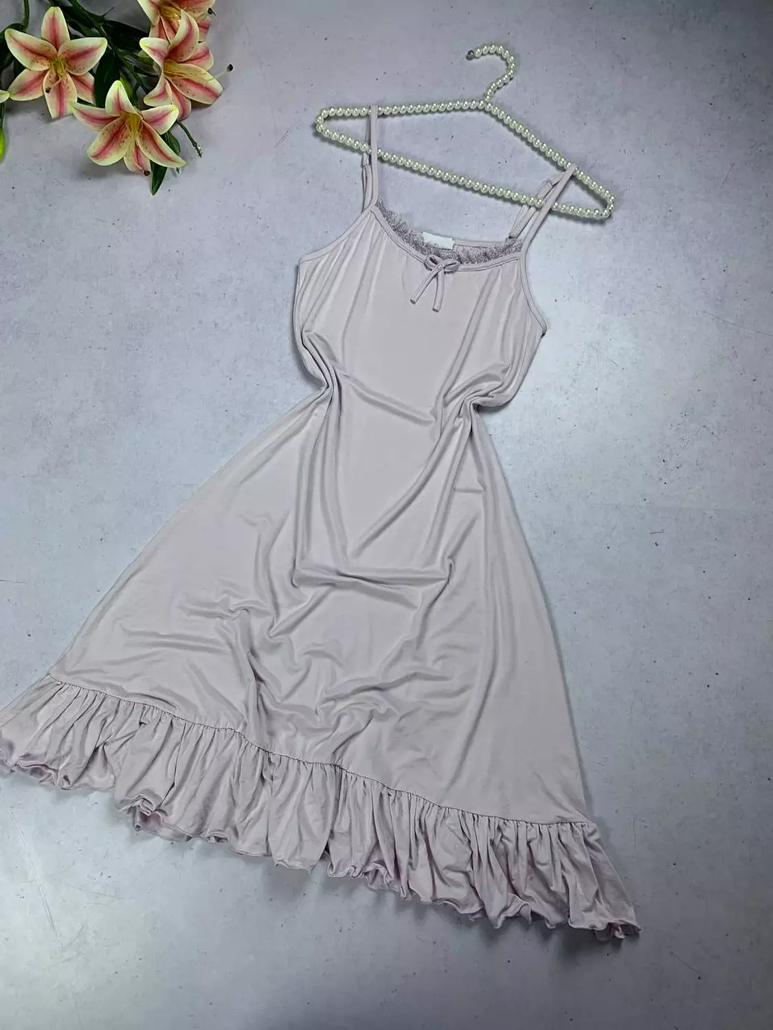 Long viscose jersey lingerie dress with lace turkey  sizes image