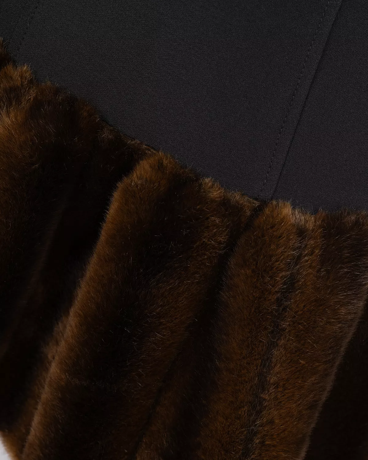 Fitted Crepe Dress with Balloon Faux Fur Hem 4