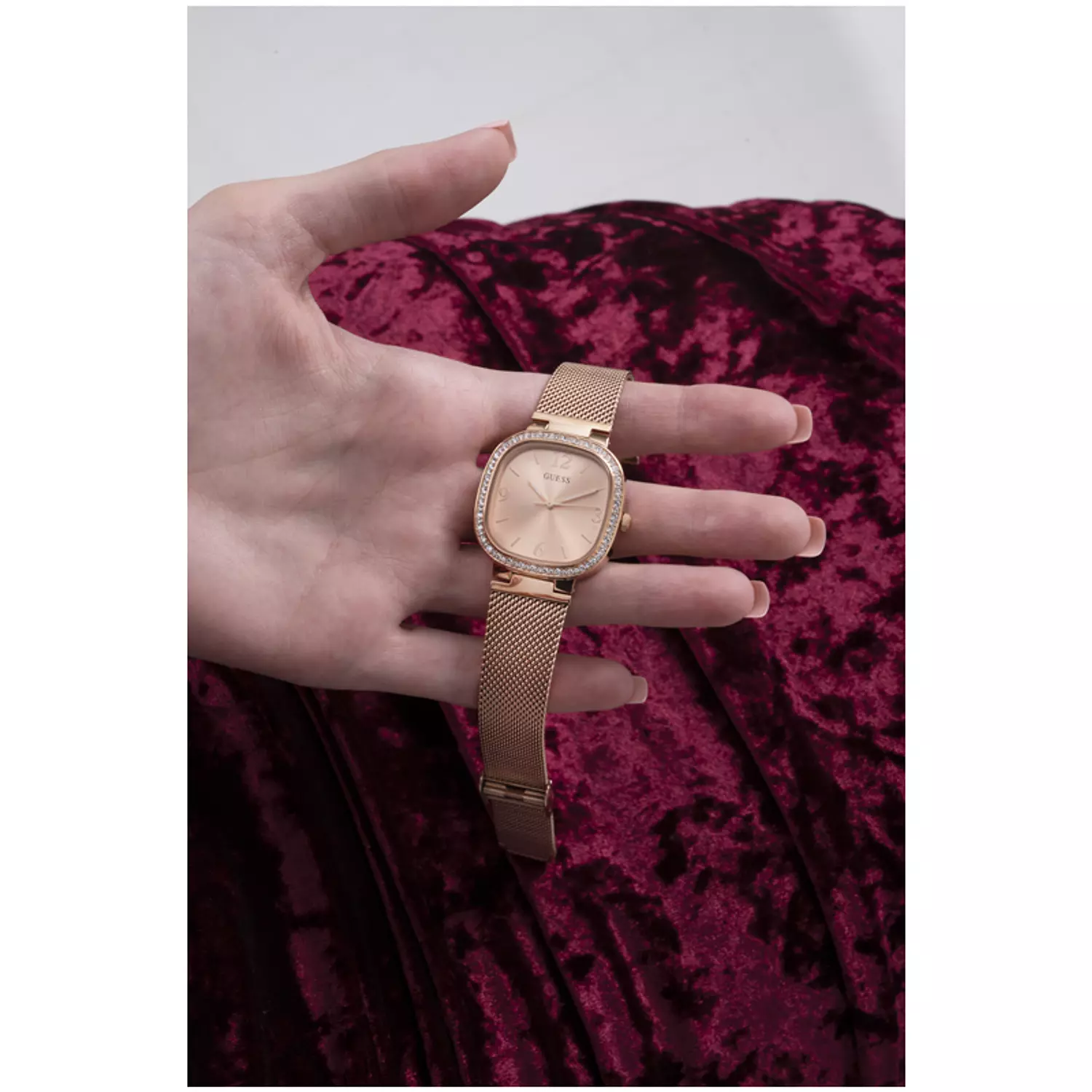 GUESS GW0354L3 Women's  Watch Rose Gold Tone Stainless Steel/Mesh Bracelet 7