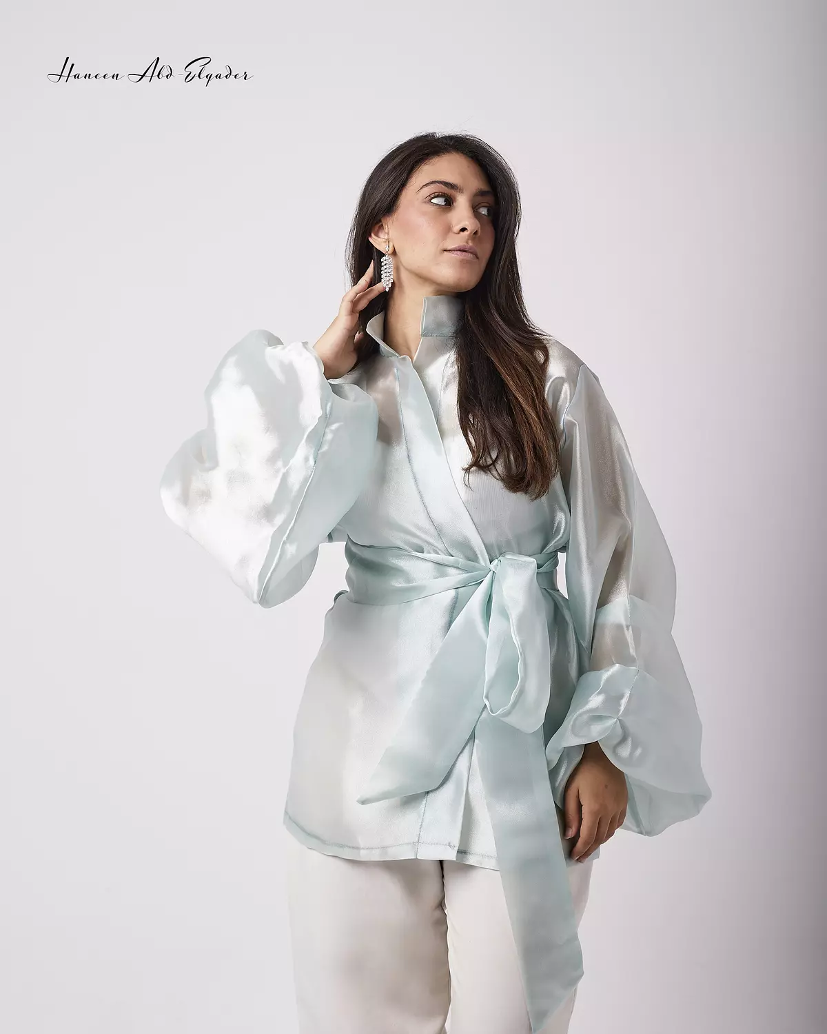 Mint green organza blouse  2
