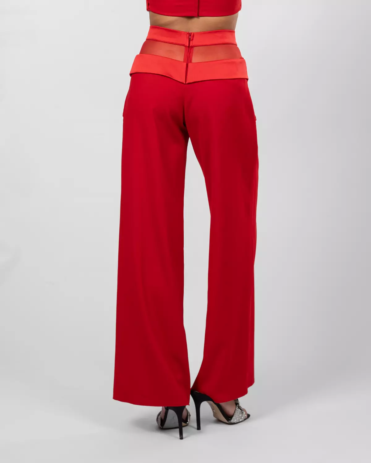 Red Wide-Leg Trousers 5