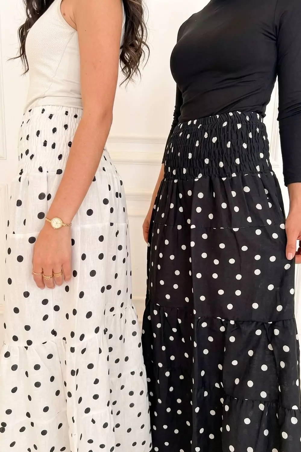 Bohemian Polka Dot Tiered Maxi Skirt 2