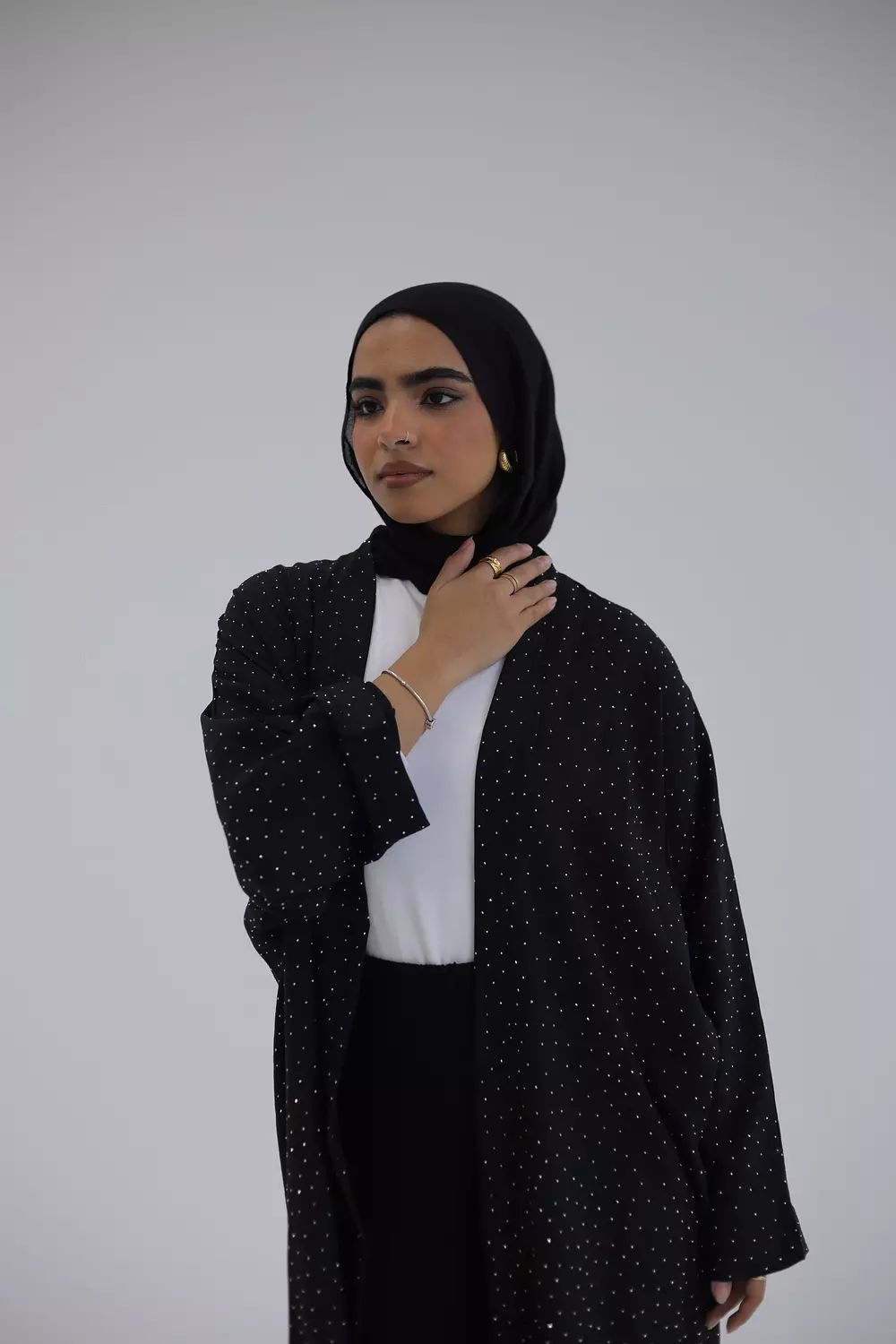 Black cardigan with silver beads 4