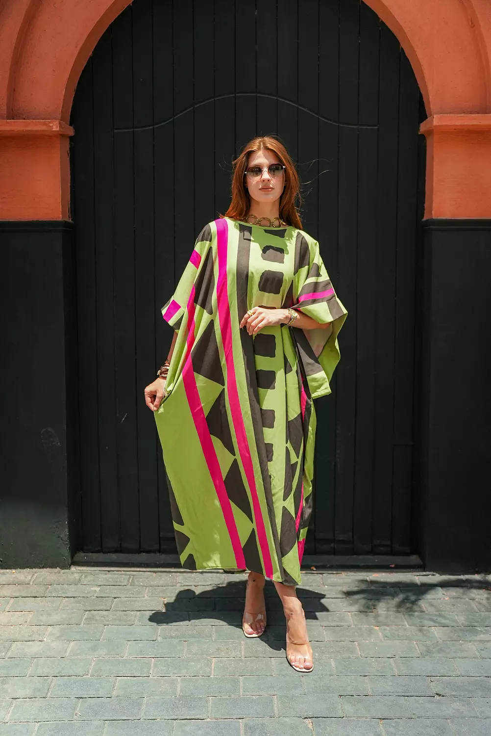 Apple green printed dress 4