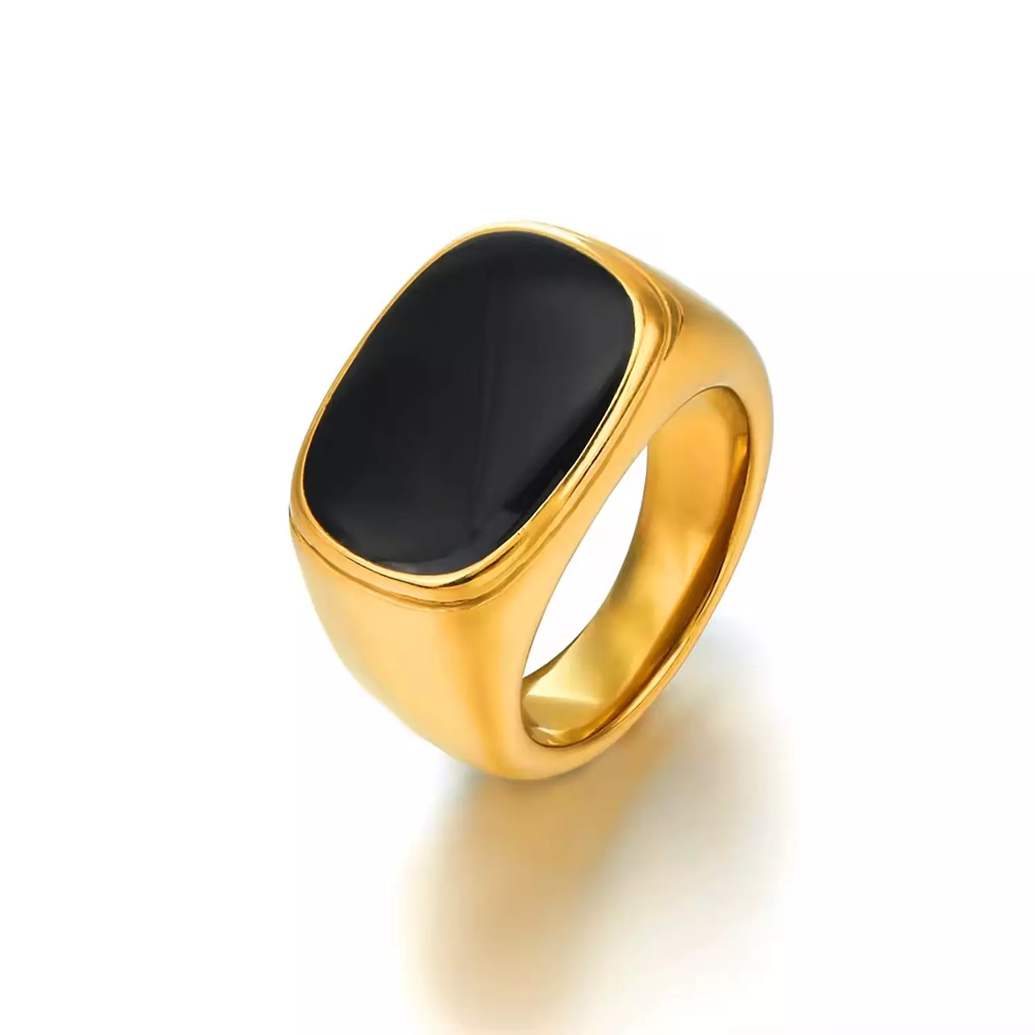 Square Natural Stone Black Ring  hover image