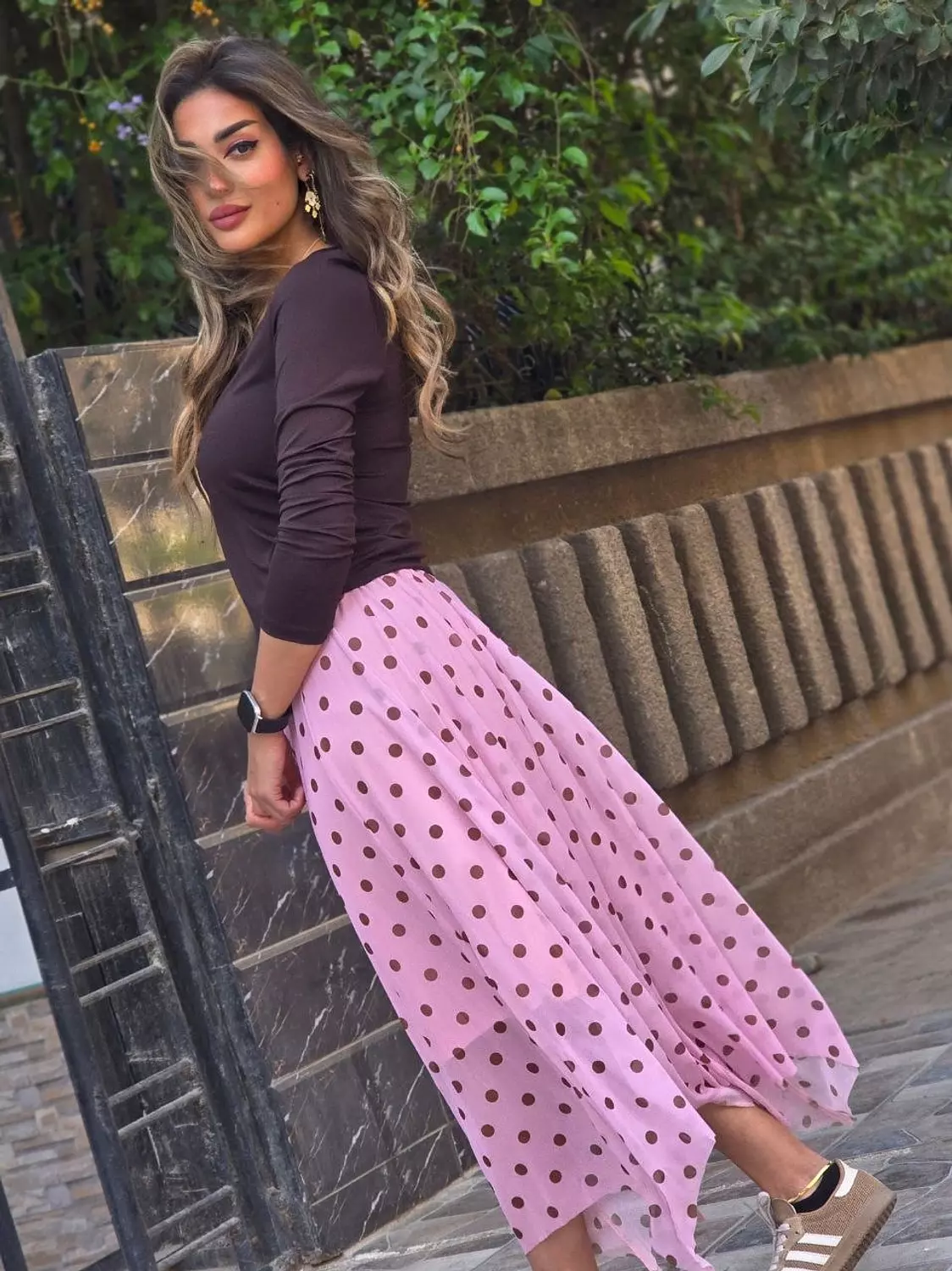 Pink polka dot skirt 3