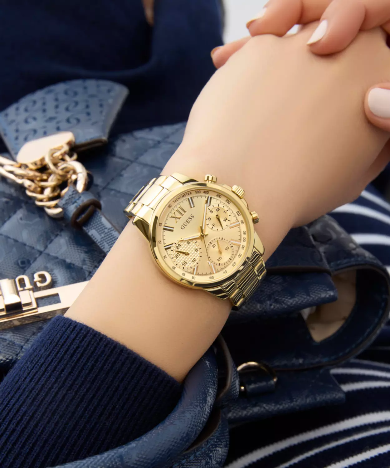 GUESS Ladies Gold Tone Multi-function Watch 5