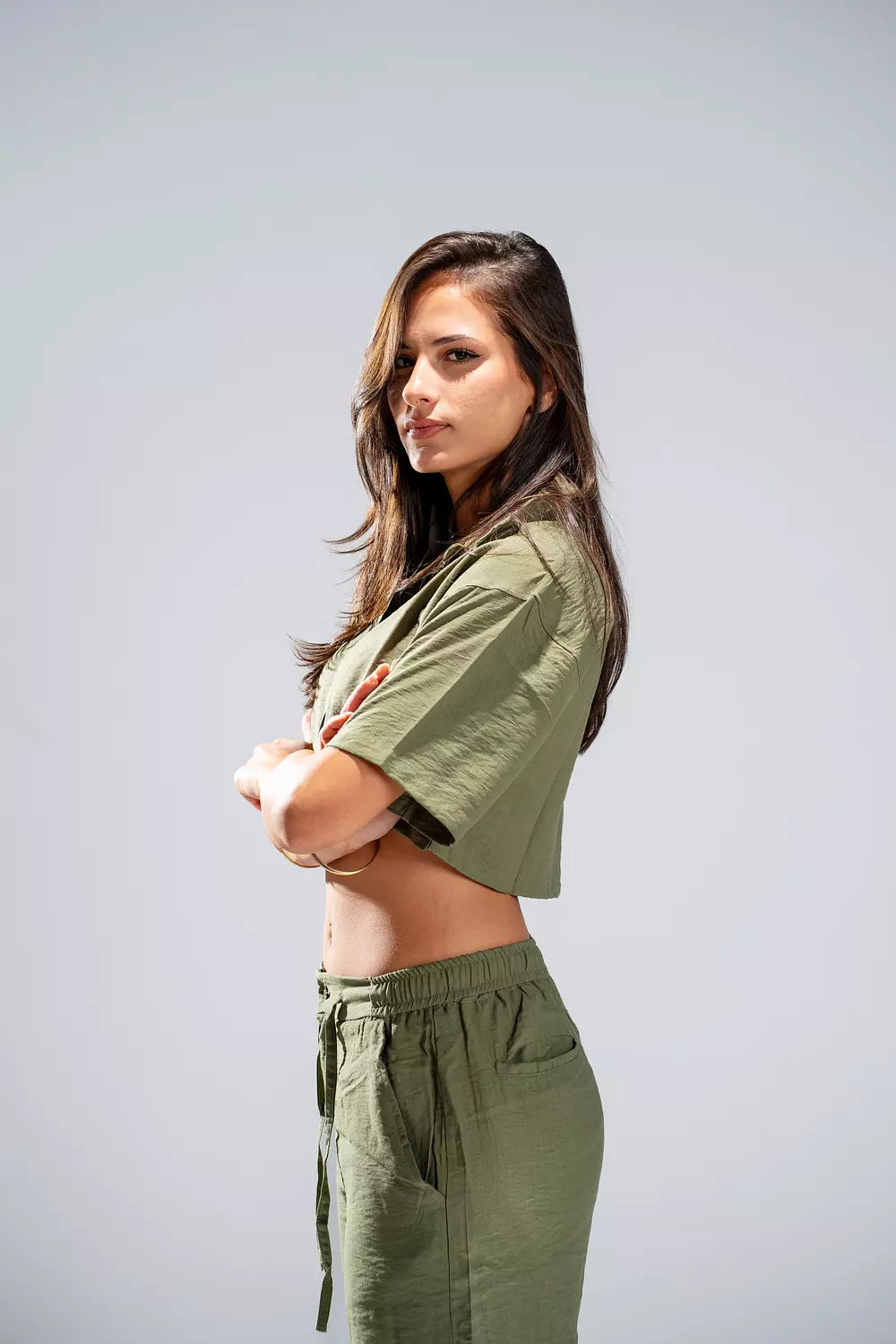Linen Cropped Shirt hover image