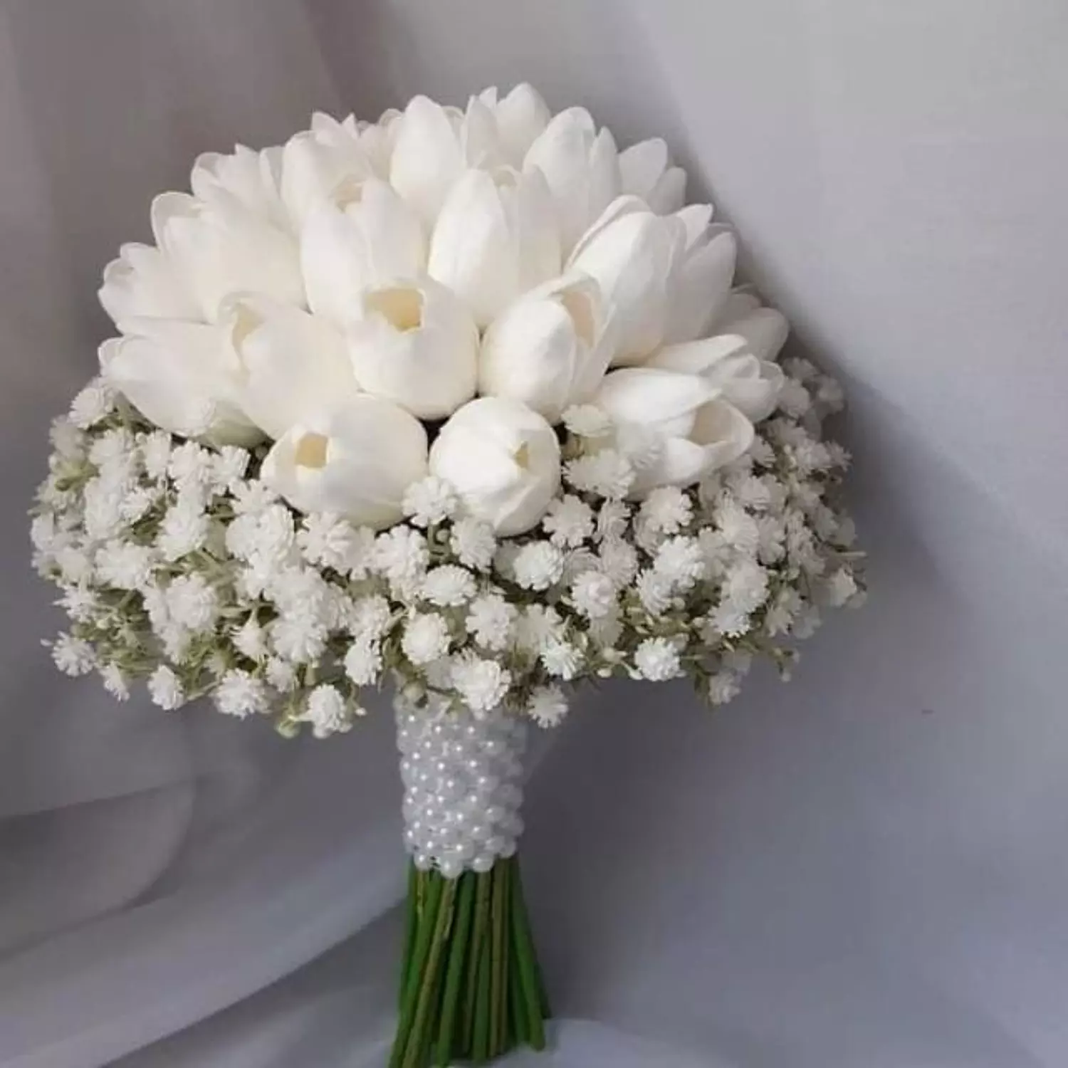 Soft tulips and dainty white blooms  image