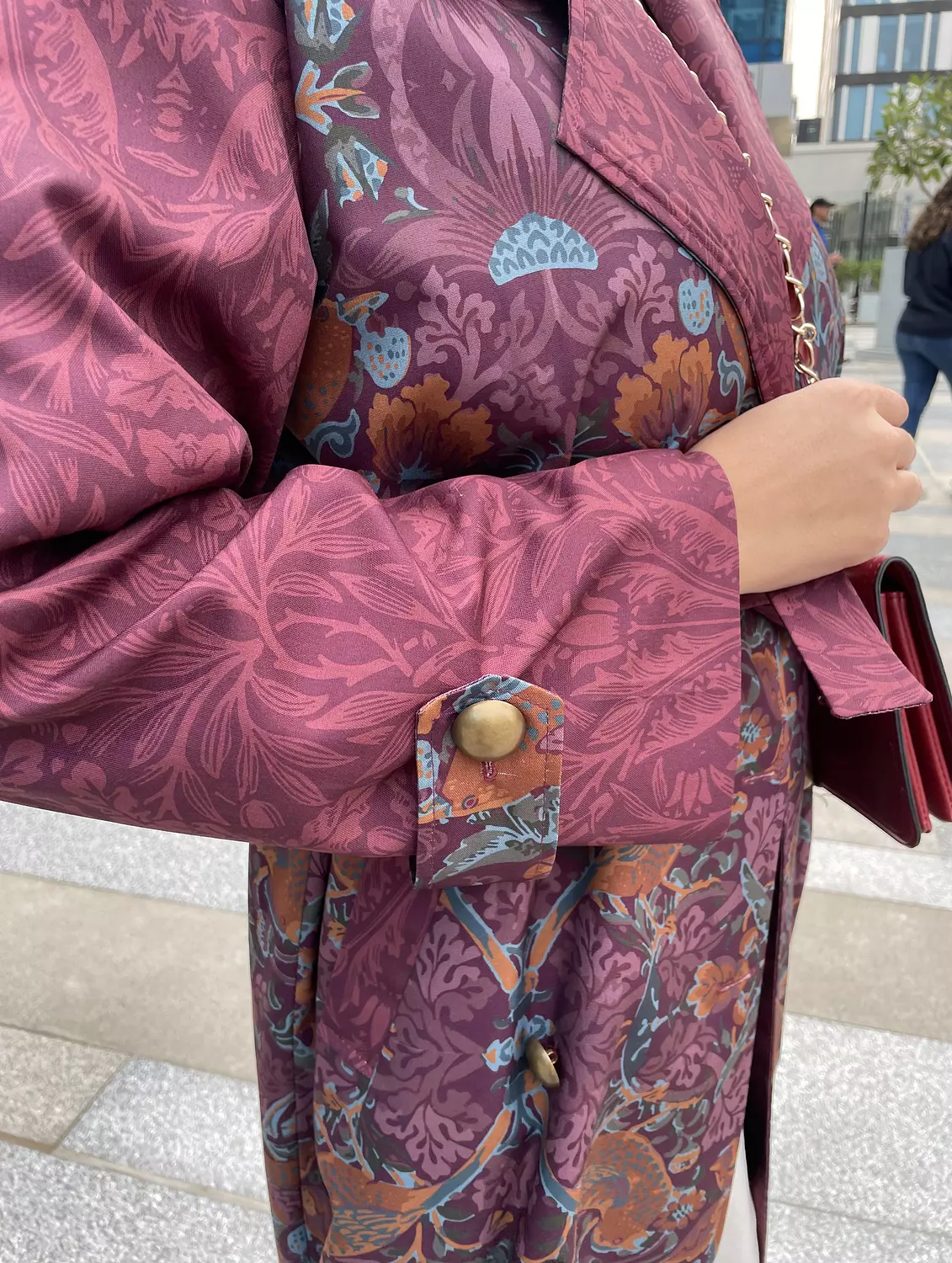 Burgundy Bird Trench Coat 8
