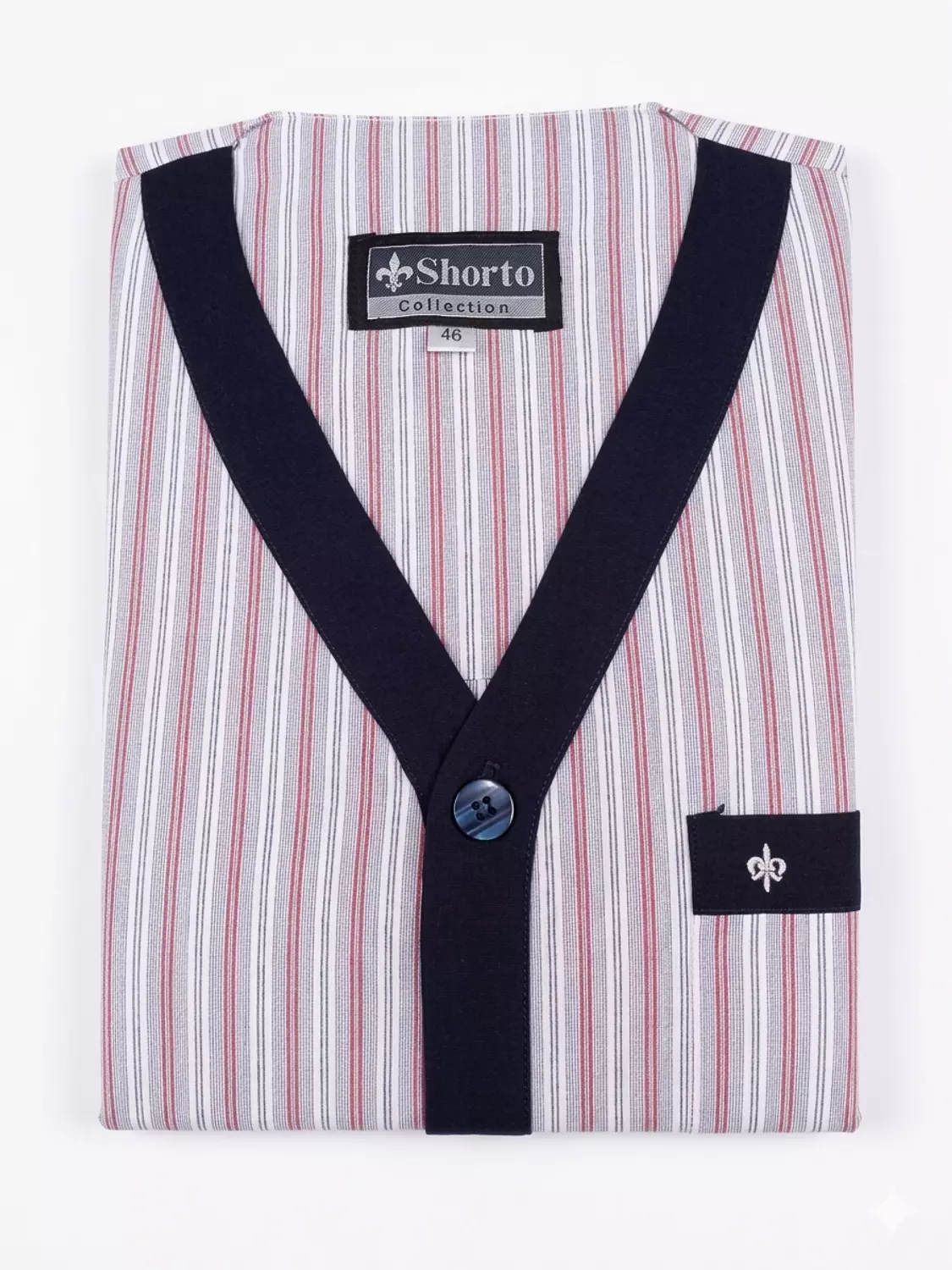 Shorto Men Classic Pajama Set - 2290 - Striped Dark Blue*Red Lines 2