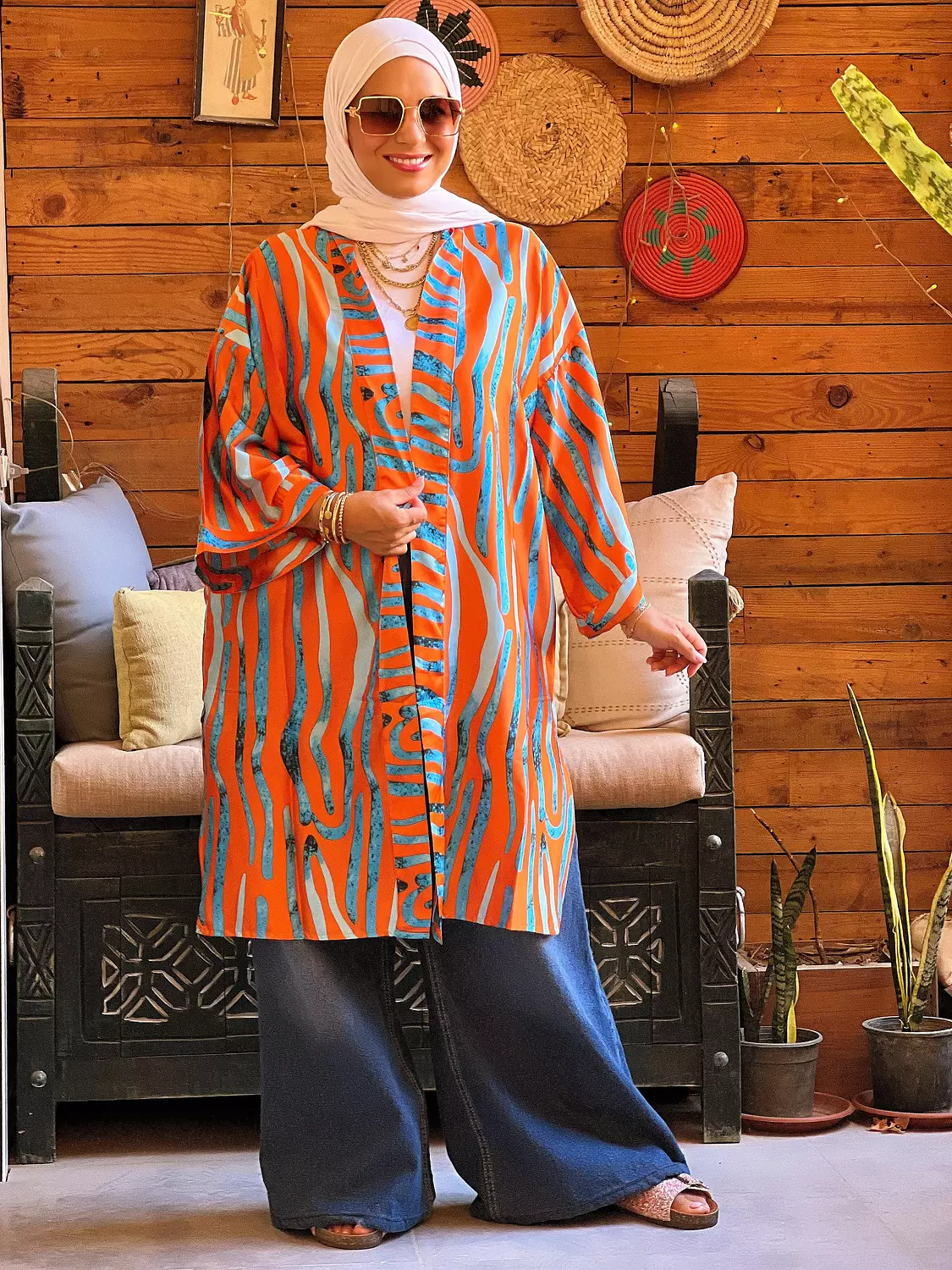 Zibra kimono - Orang and Baby Blue image