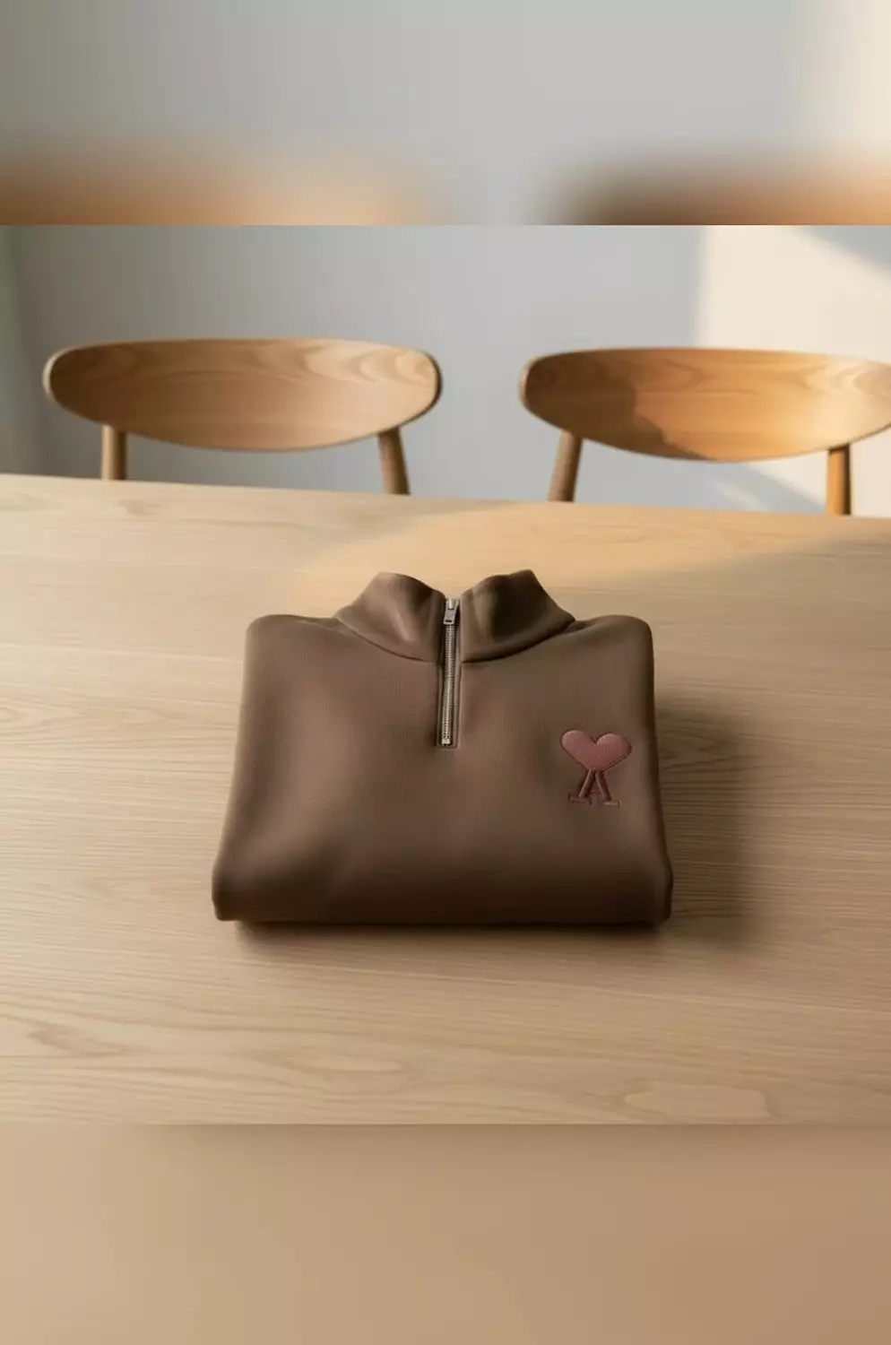 AMI du coeur sweater half zip brown 4