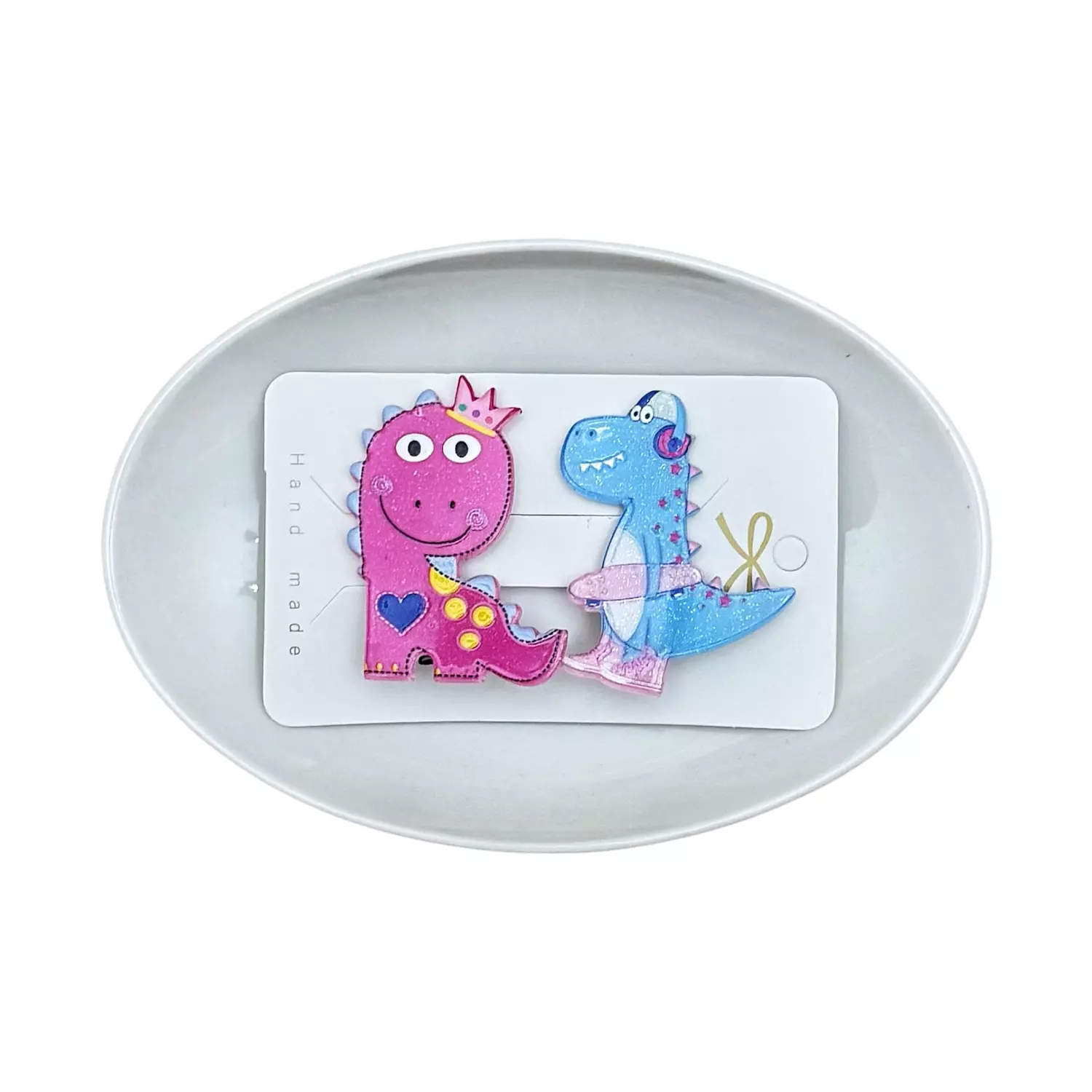 2 Pc Dino Hair Clips Set B