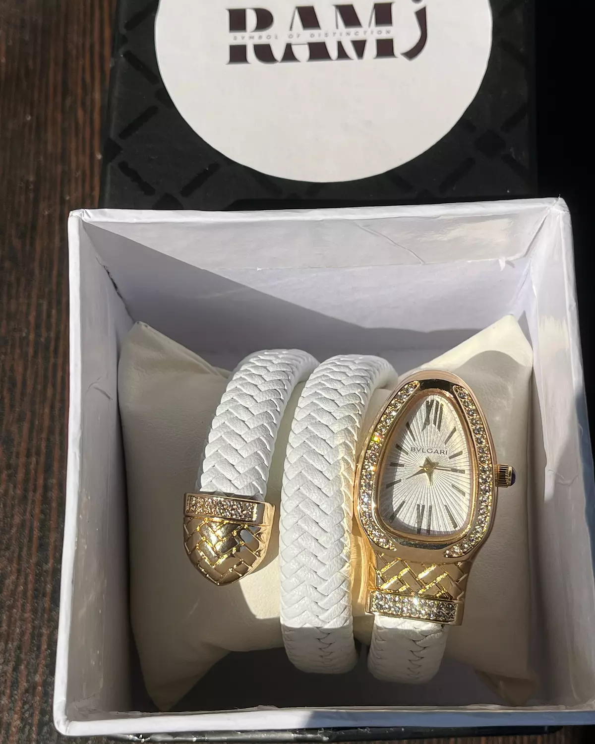 Bvlgari white and black leathers image