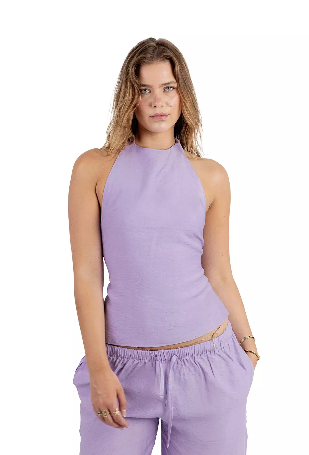 Lilac Purple backless linen set   image