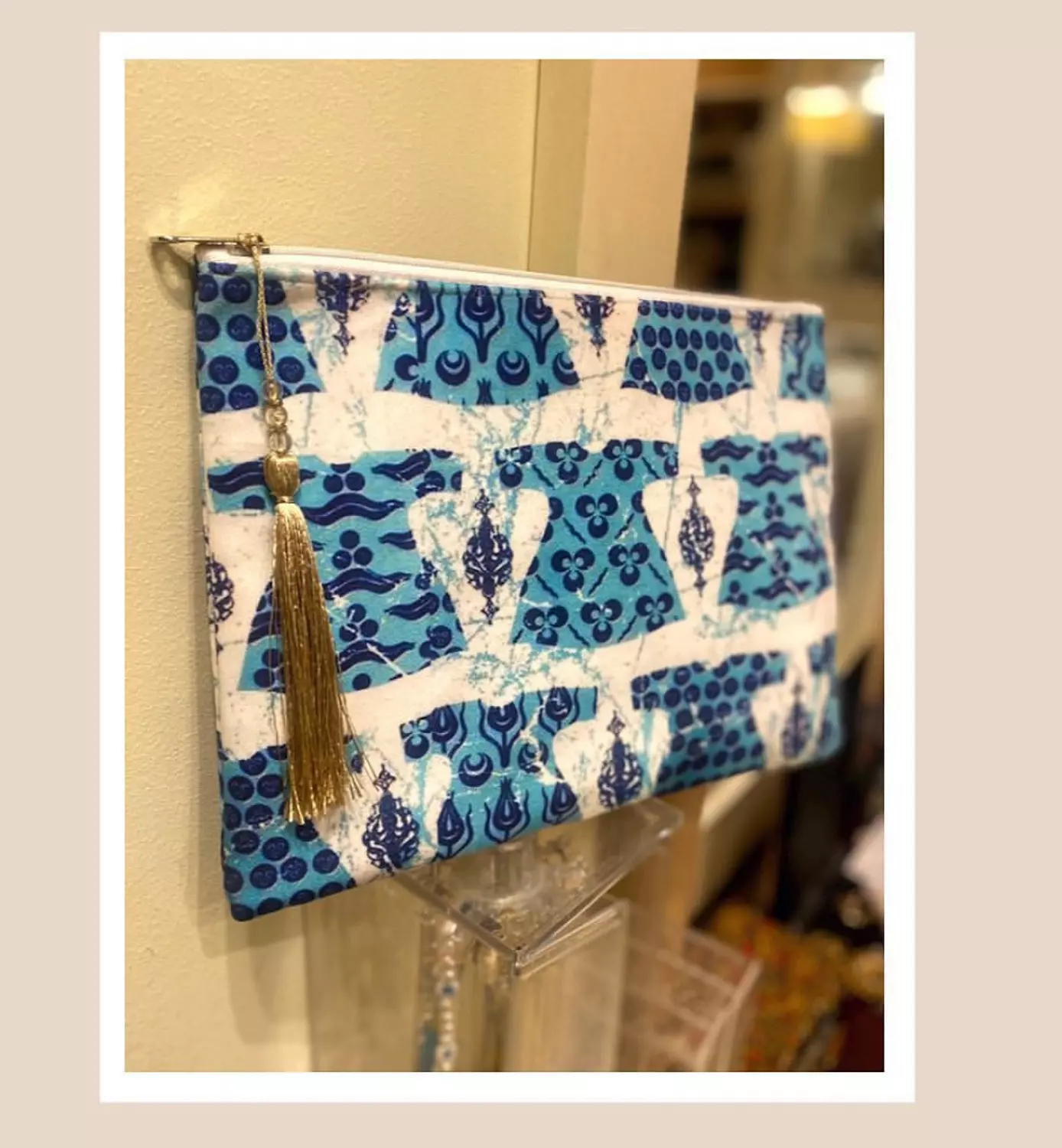 Blue Kaftan Velvet Pouch image