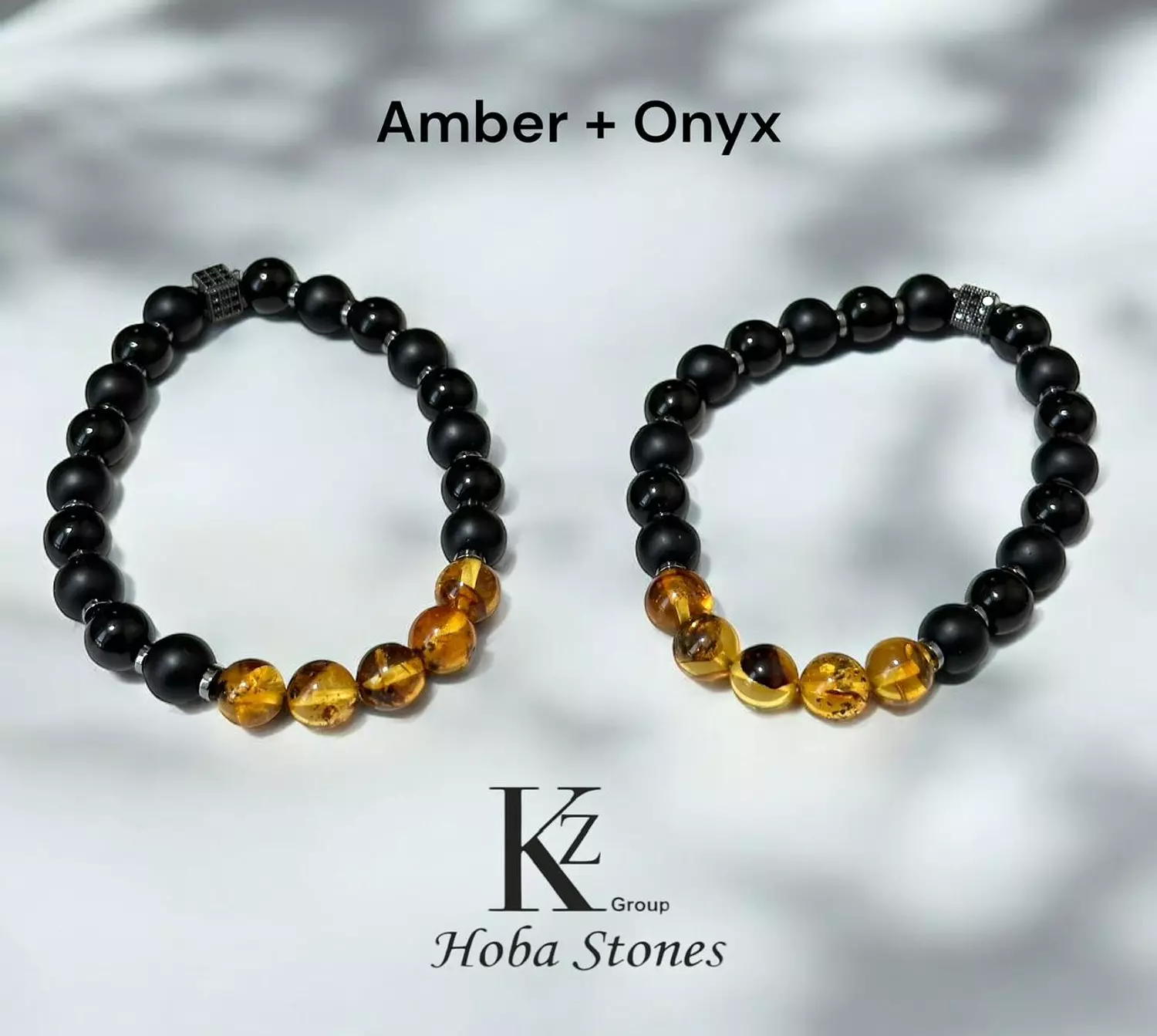 Bracelet Amber with Onyx and hematite separators hover image