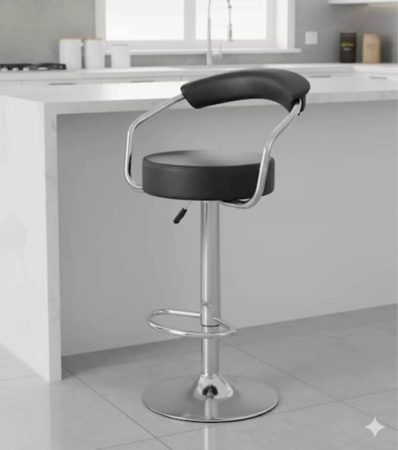 319كرسي بار متحرك اسود مضلع image