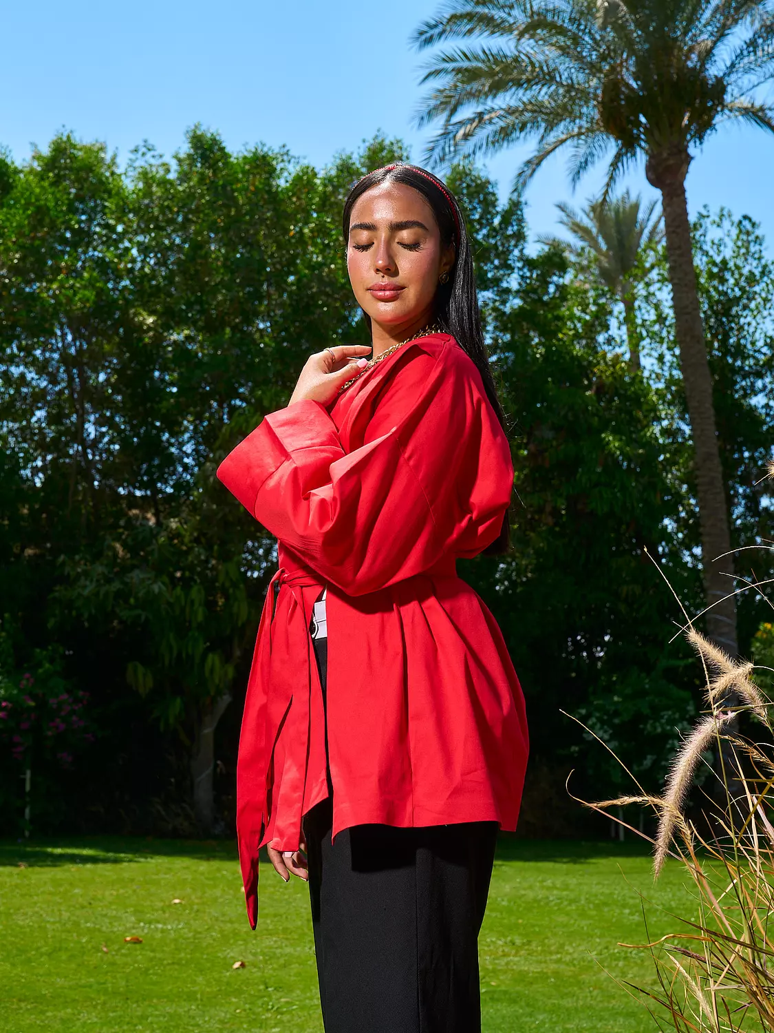 Worood Kimono Jacket _ Red hover image
