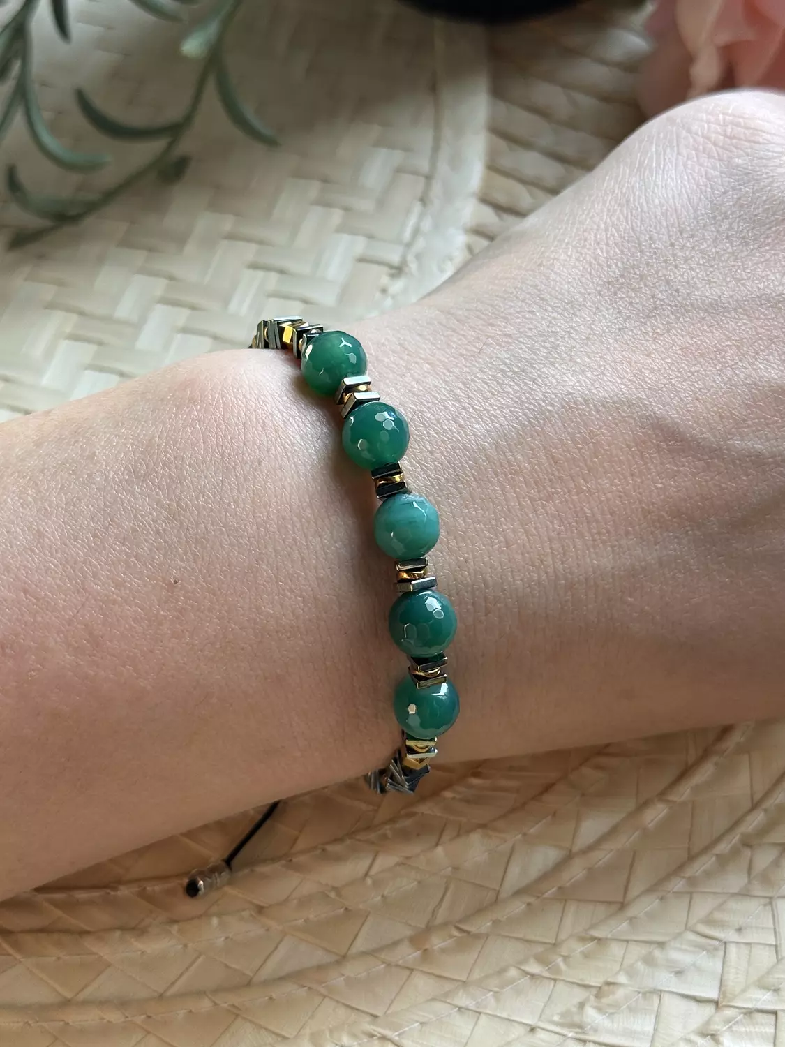 Hematite / Agate Green Bracelet ( Stock ) 2
