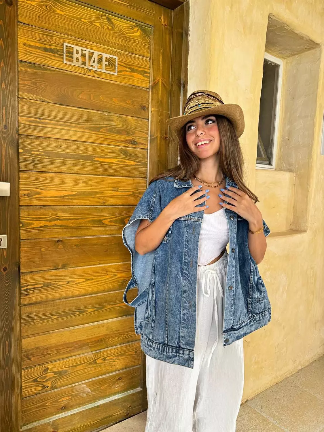 Stylish Denim Cape Jacket with Classic Details 3